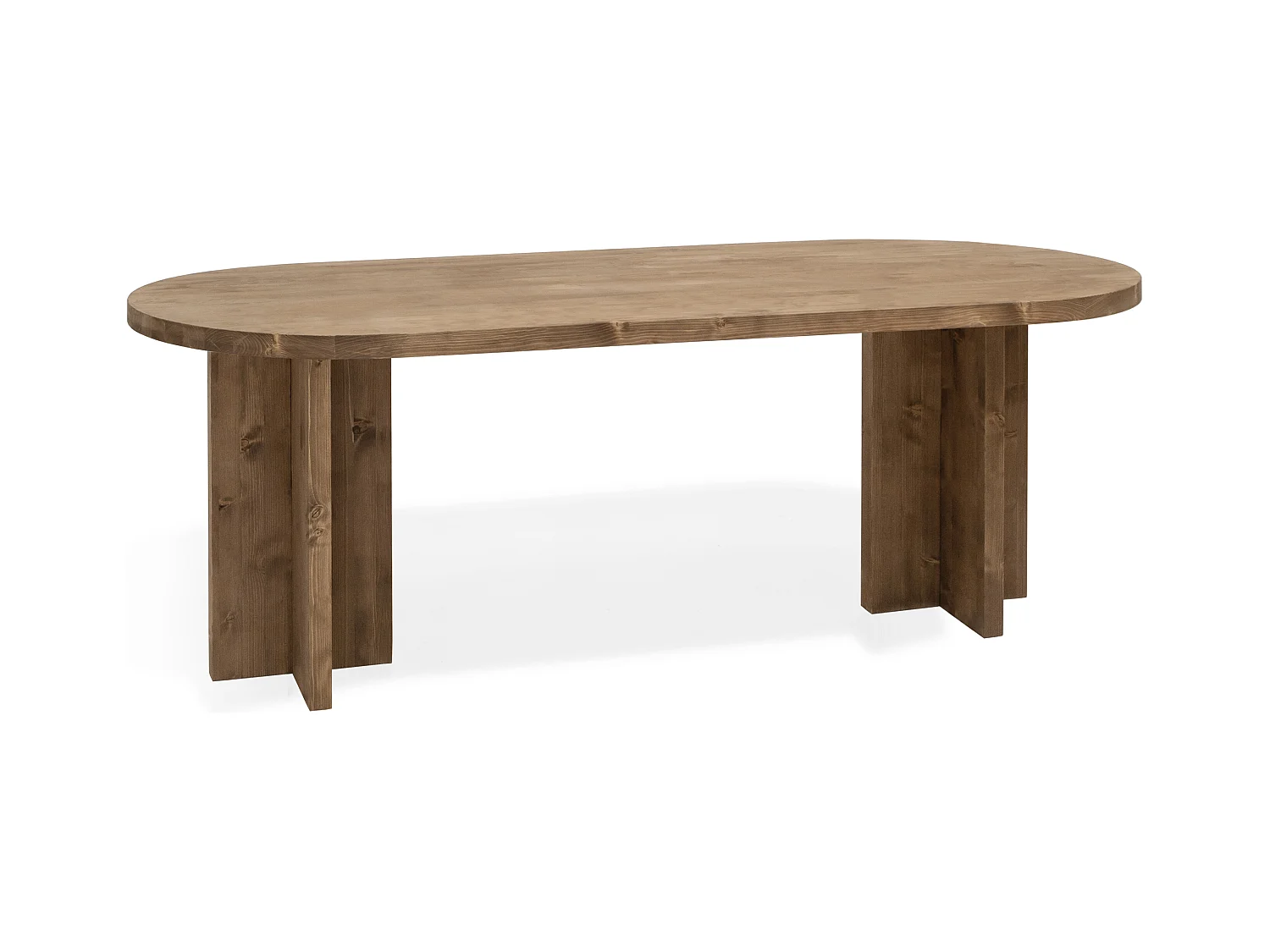 Mesa de comedor de madera maciza de abeto ovalada Decowood en tono roble oscuro de 160x78cm - TOKYO - DECOWOOD