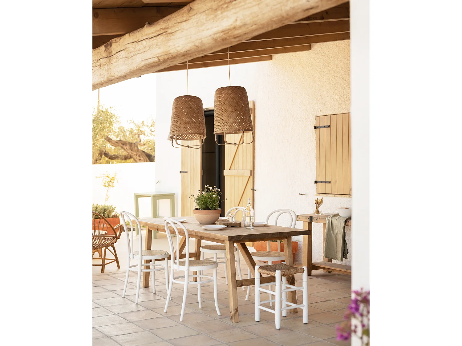 Table à manger en bois de sapin vieilli 160x75cm - SIEP - DECOWOOD