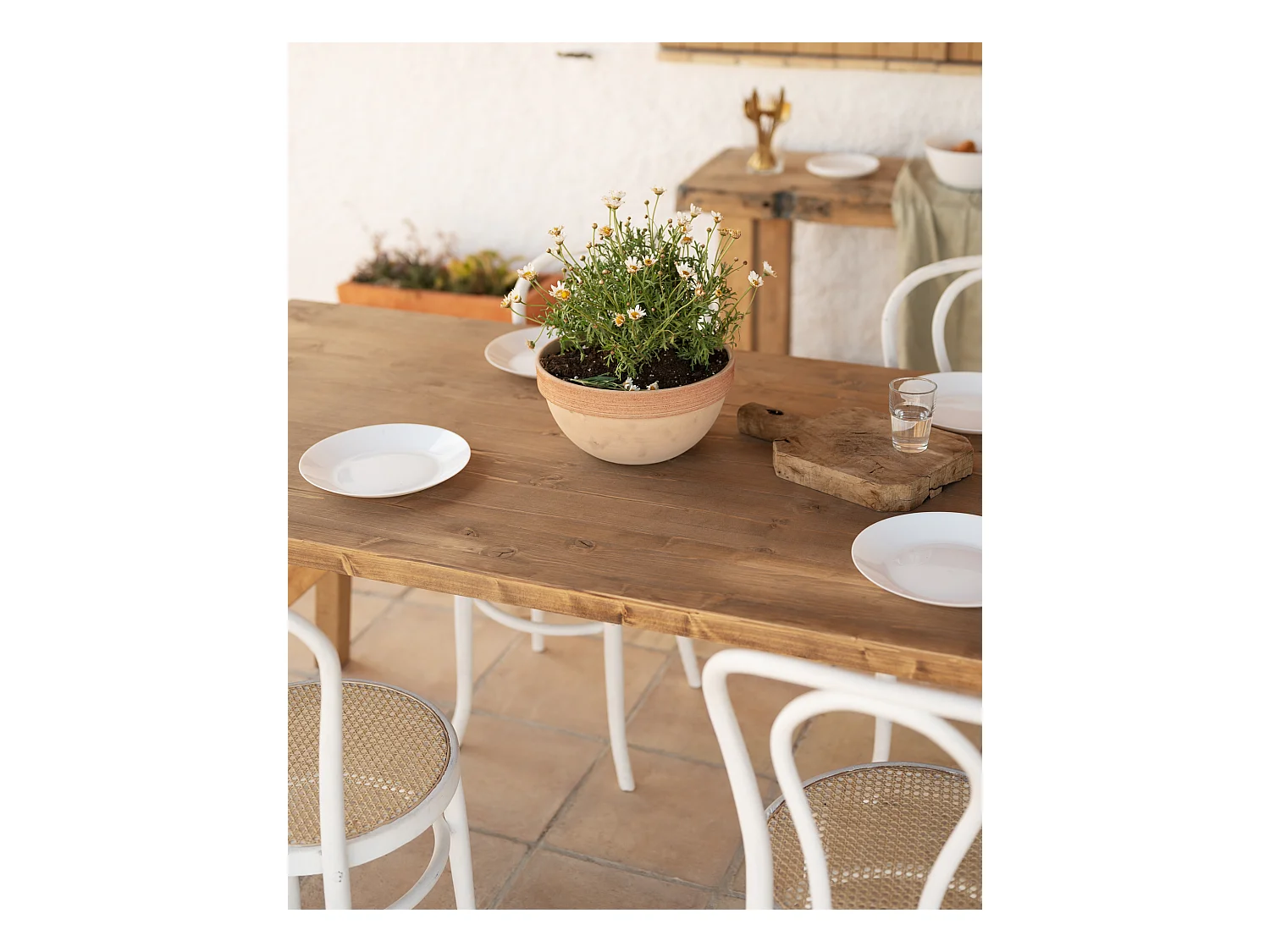 Mesa de comedor de madera maciza de abeto rectangular Decowood en tono roble oscuro de 200x75cm - SIEP - DECOWOOD