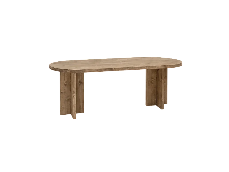 Tavolo da pranzo ovale in legno massello in tono marrone 180x75cm - TOKYO - DECOWOOD