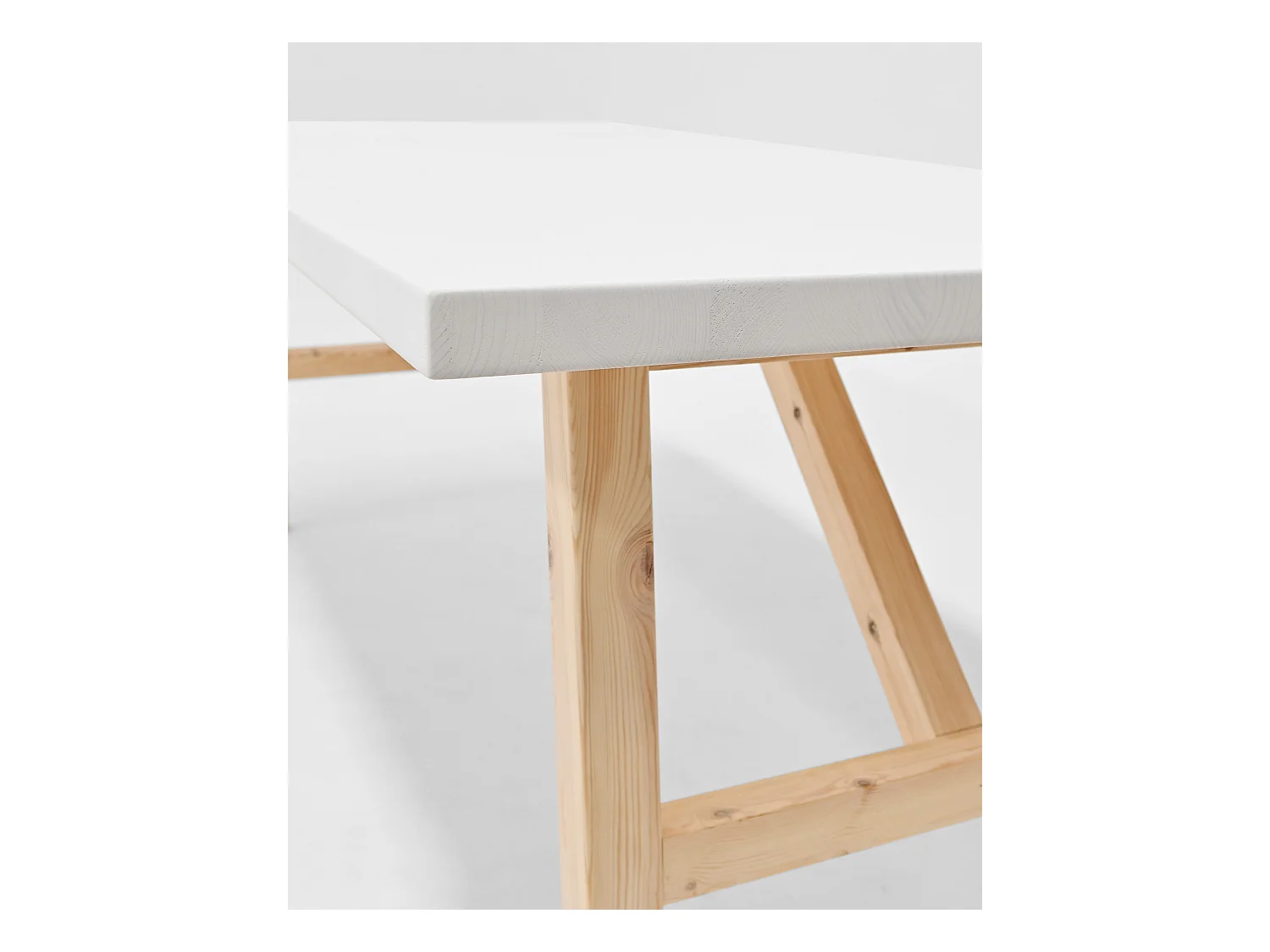 Tavolo da pranzo rettangolare in legno massello in tono bianco 200x75cm - SIEP - DECOWOOD