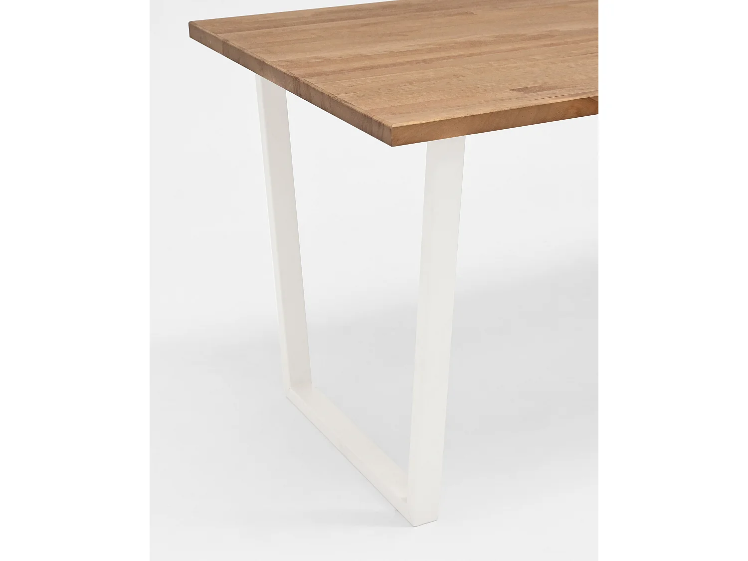 Table à manger en bois de pin et fer vieilli et blanche 140x75cm