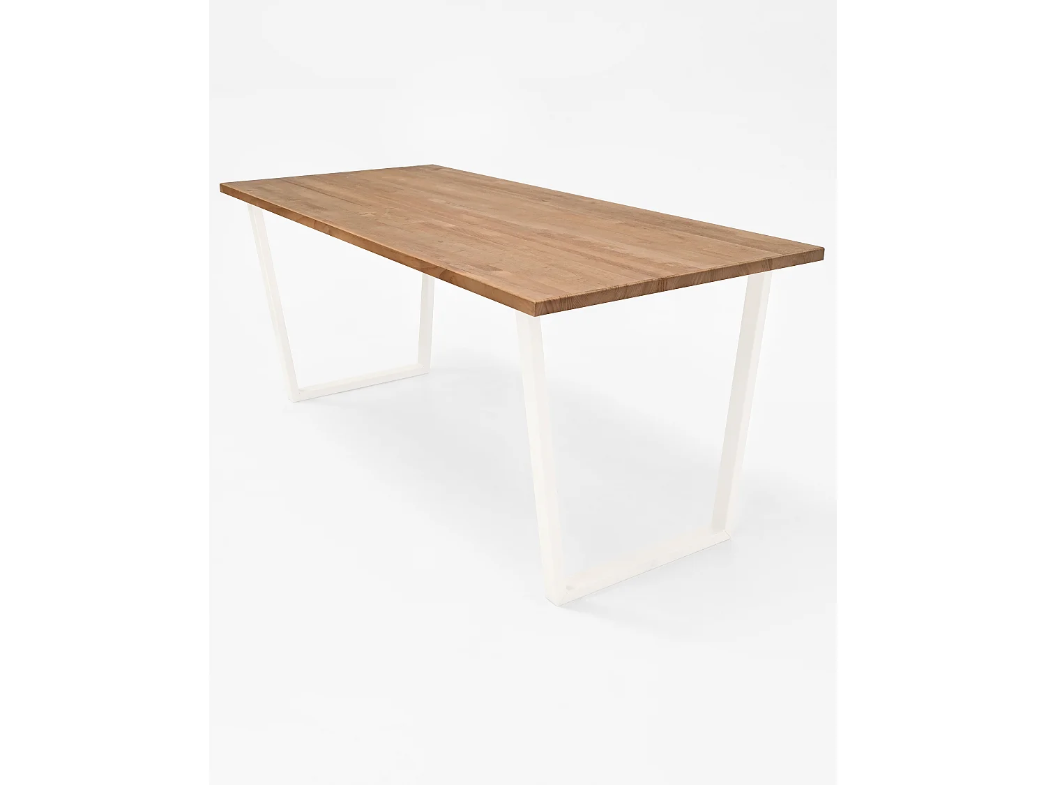 Table à manger en bois de pin et fer vieilli et blanche 140x75cm
