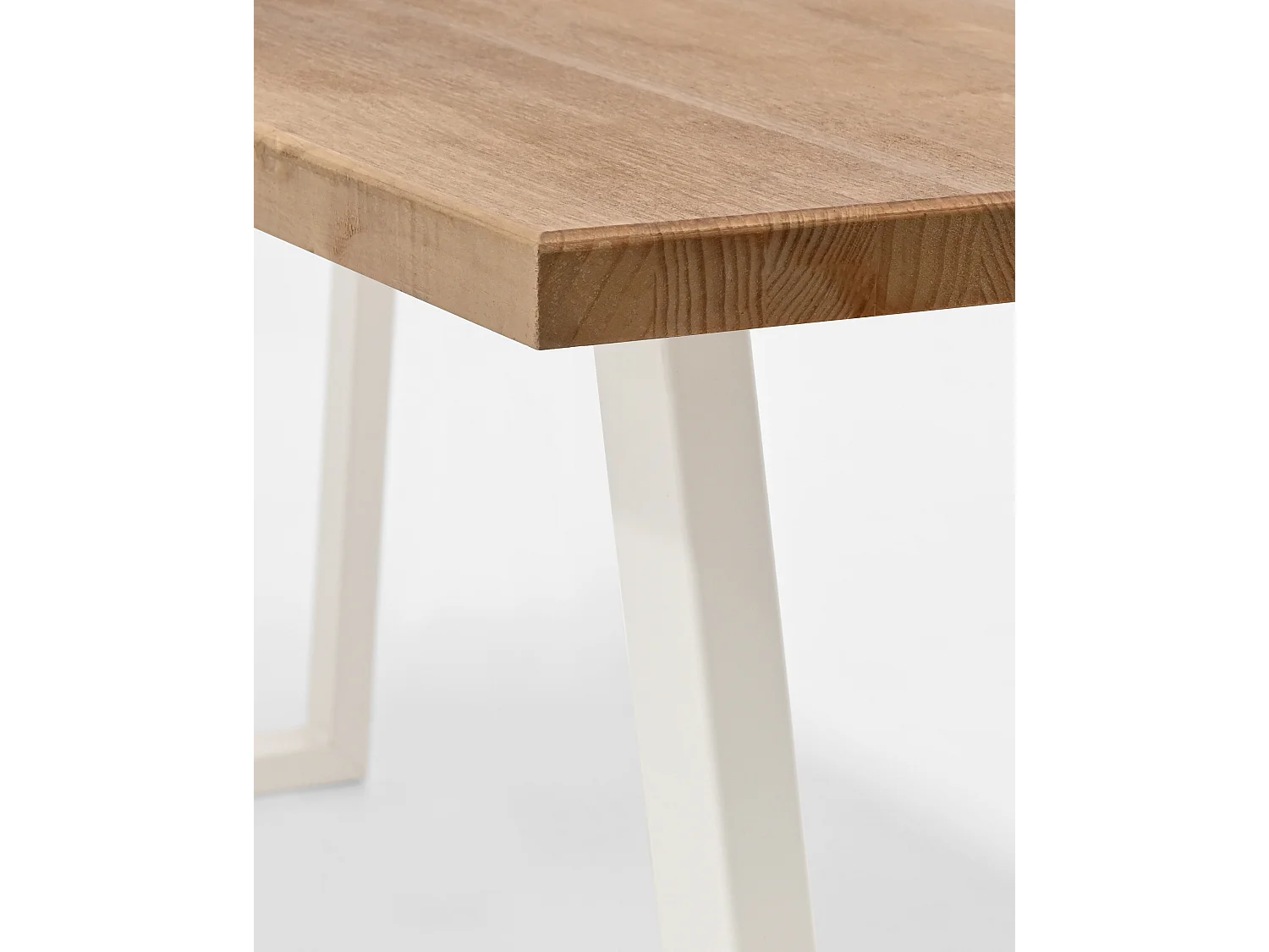 Table à manger en bois de pin et fer vieilli et blanche 140x75cm