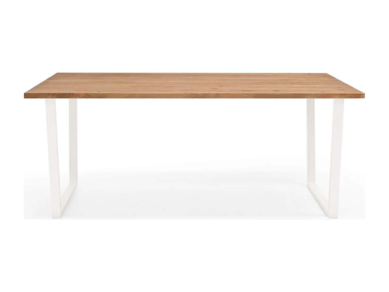 Table à manger en bois de pin et fer vieilli et blanche 140x75cm