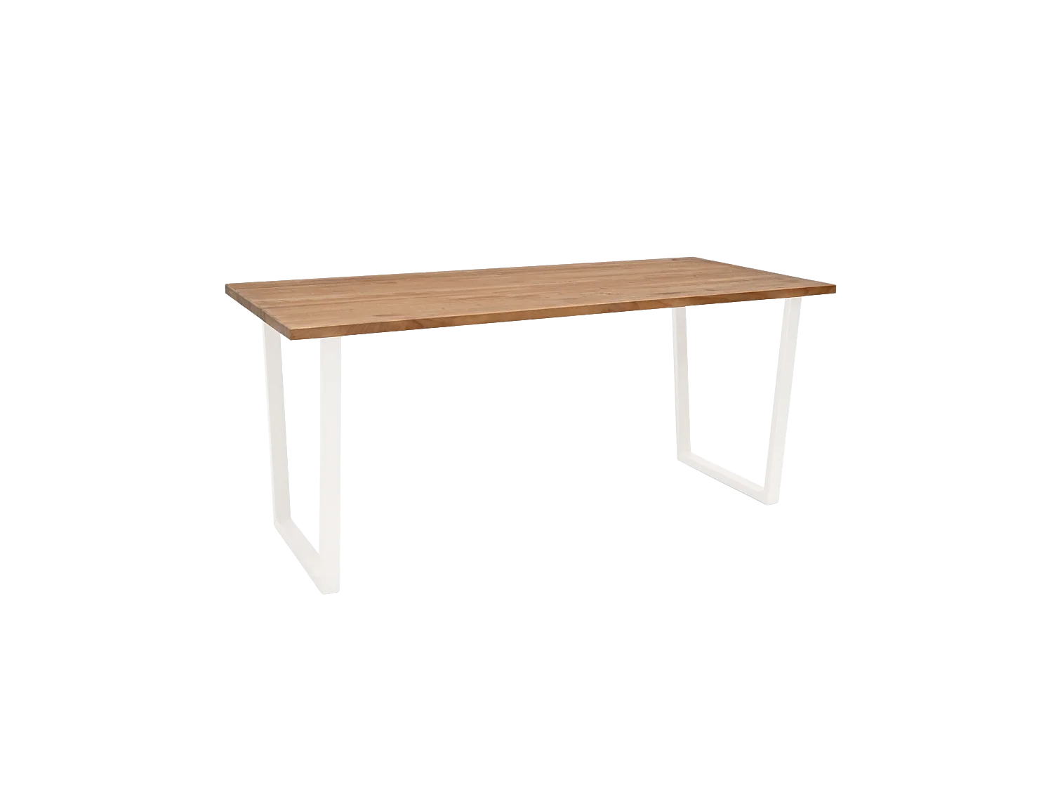 Table à manger en bois de pin et fer vieilli et blanche 140x75cm