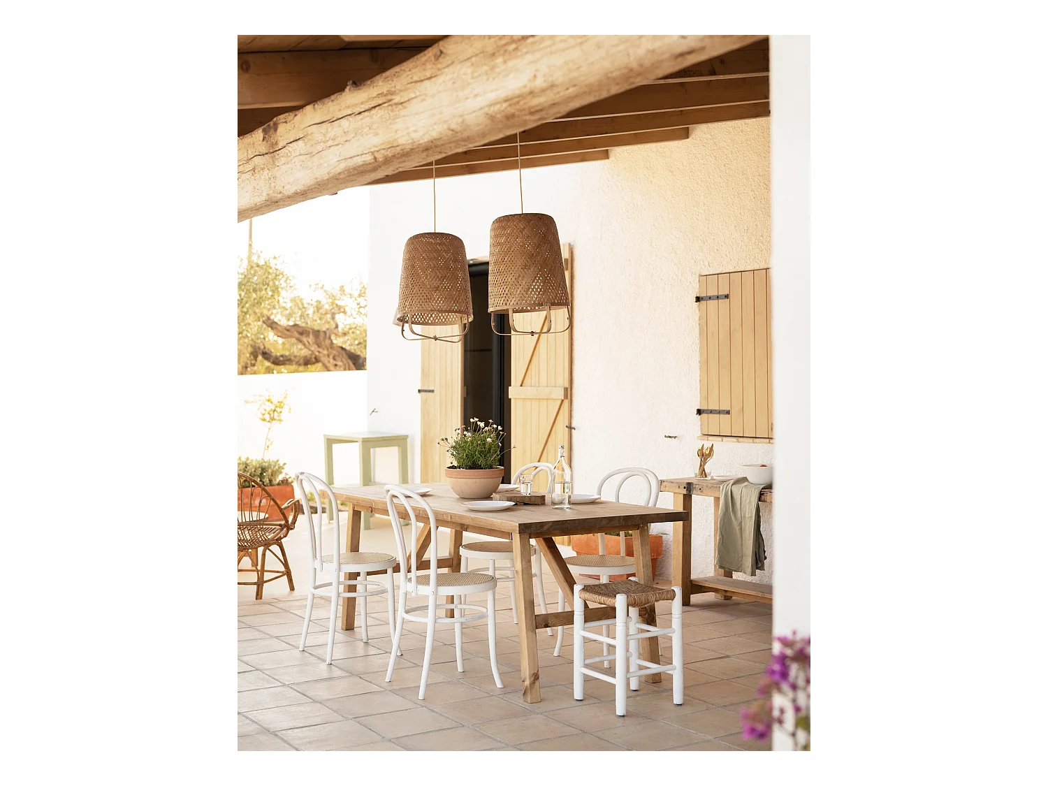 Mesa de comedor de madera maciza de abeto rectangular Decowood en tono roble oscuro de 120x75cm - SIEP - DECOWOOD