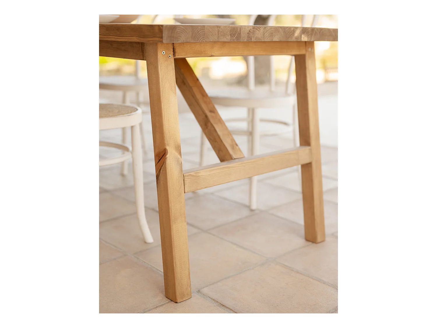 Mesa de comedor de madera maciza de abeto rectangular Decowood en tono roble oscuro de 120x75cm - SIEP - DECOWOOD