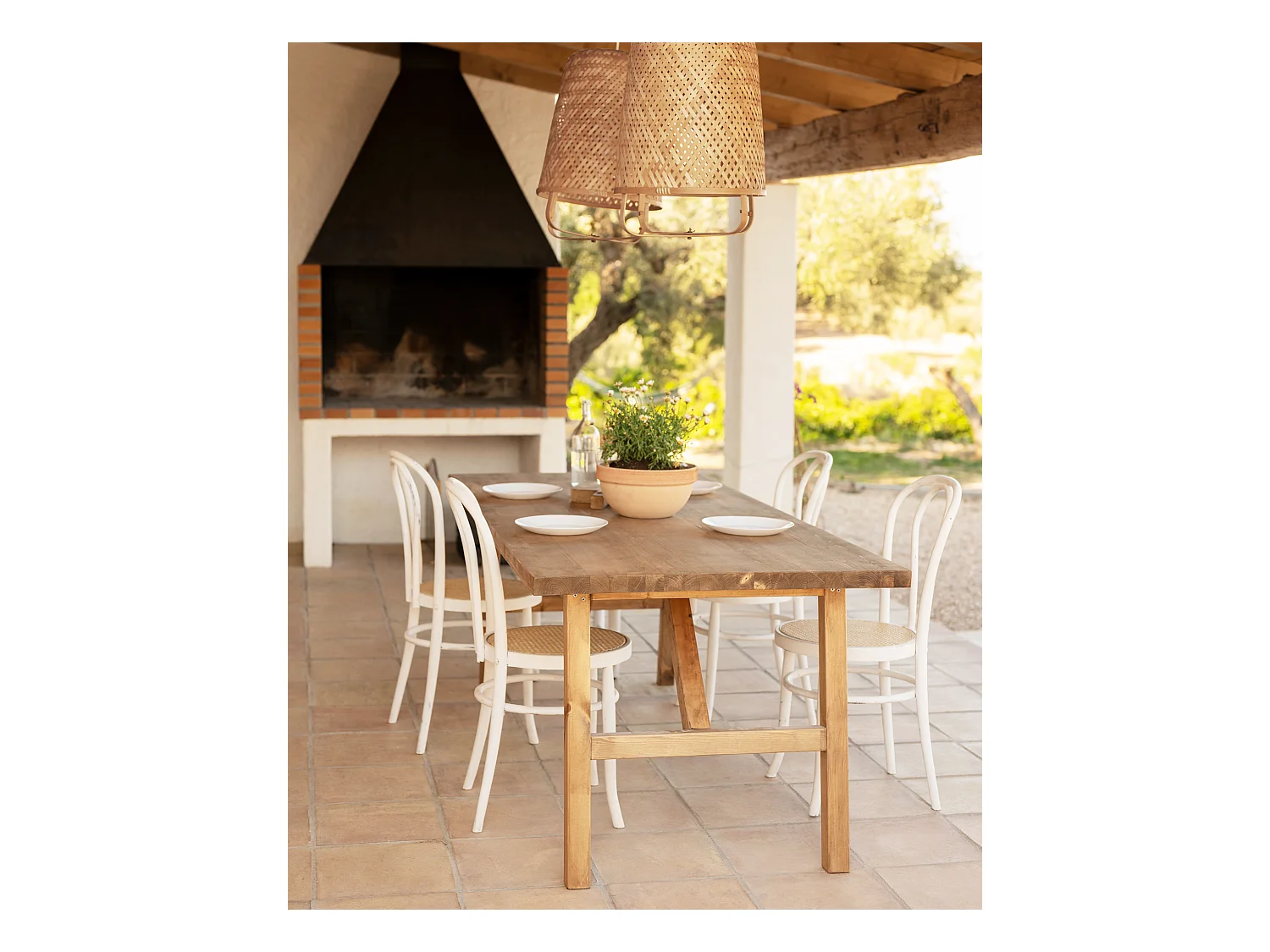 Mesa de comedor de madera maciza de abeto rectangular Decowood en tono roble oscuro de 120x75cm - SIEP - DECOWOOD