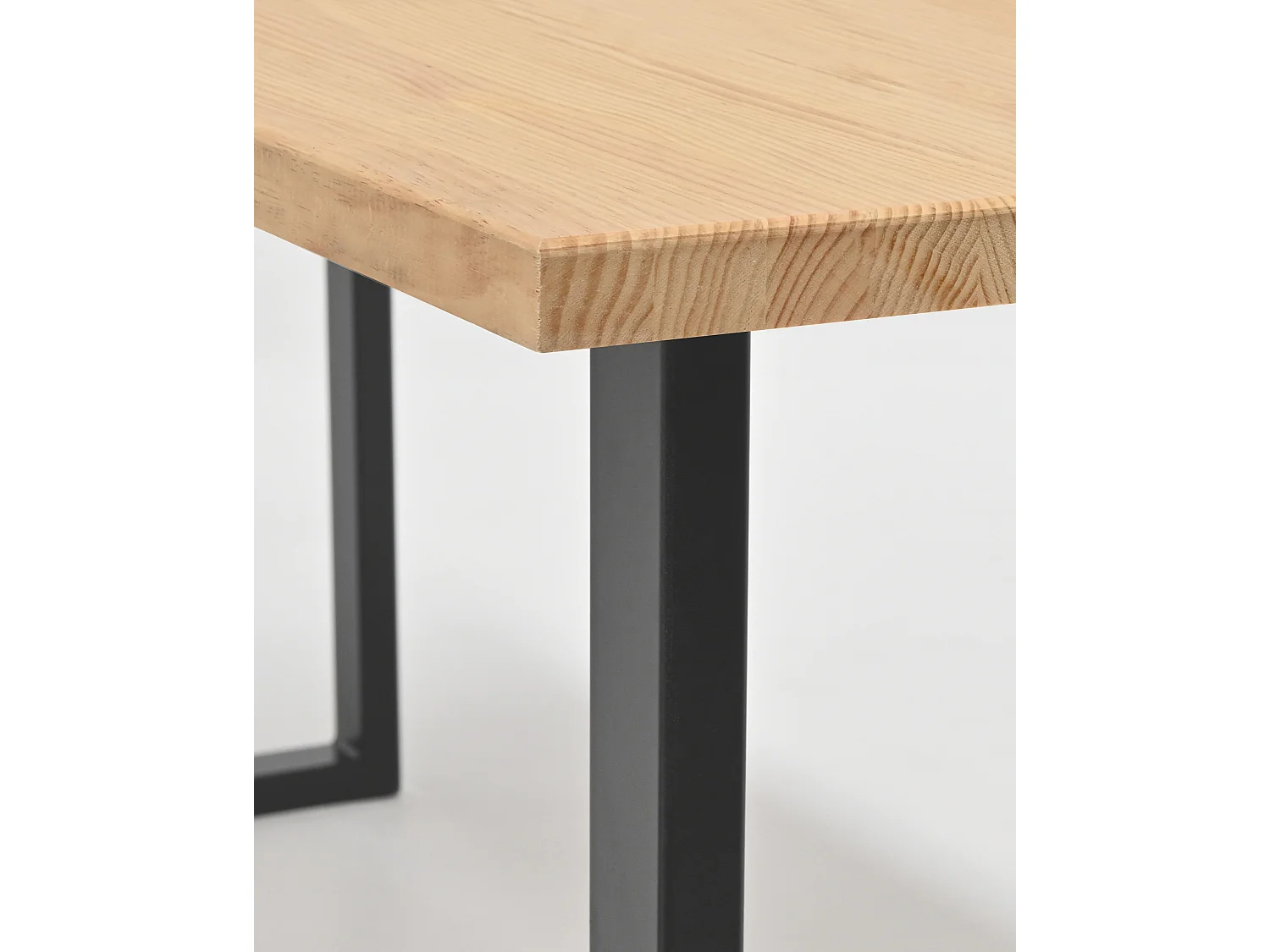 Table à manger en bois de pin naturel et noir 200x80cm