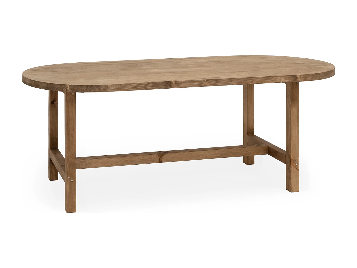 Mesa de comedor de madera maciza de abeto ovalada Decowood en tono roble oscuro de 160x78cm - OLIVIA - DECOWOOD