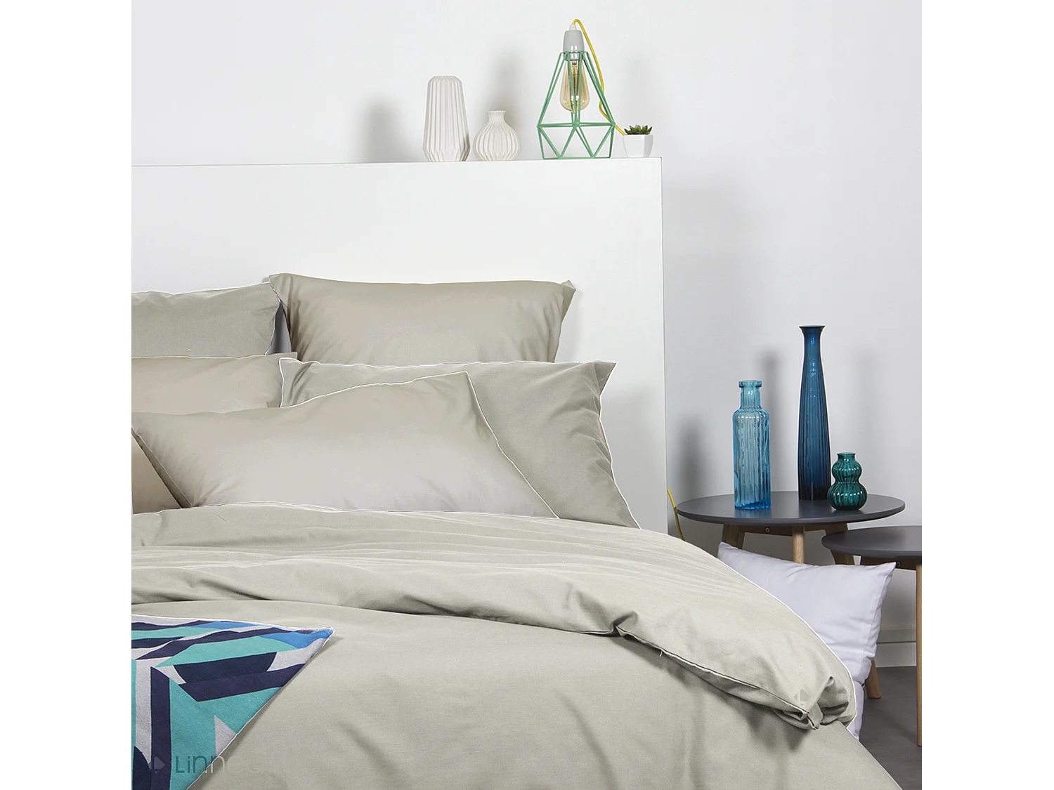 Lot de 2 taies d'oreiller 50x70 cm polyester microfibre LAGO beige