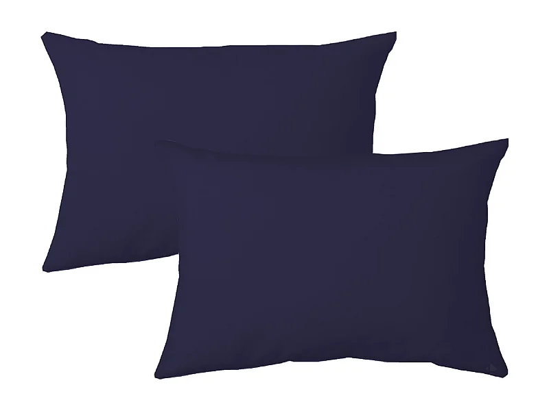 Lot de 2 taies d'oreiller 50x70 cm polyester microfibre LAGO bleu marine