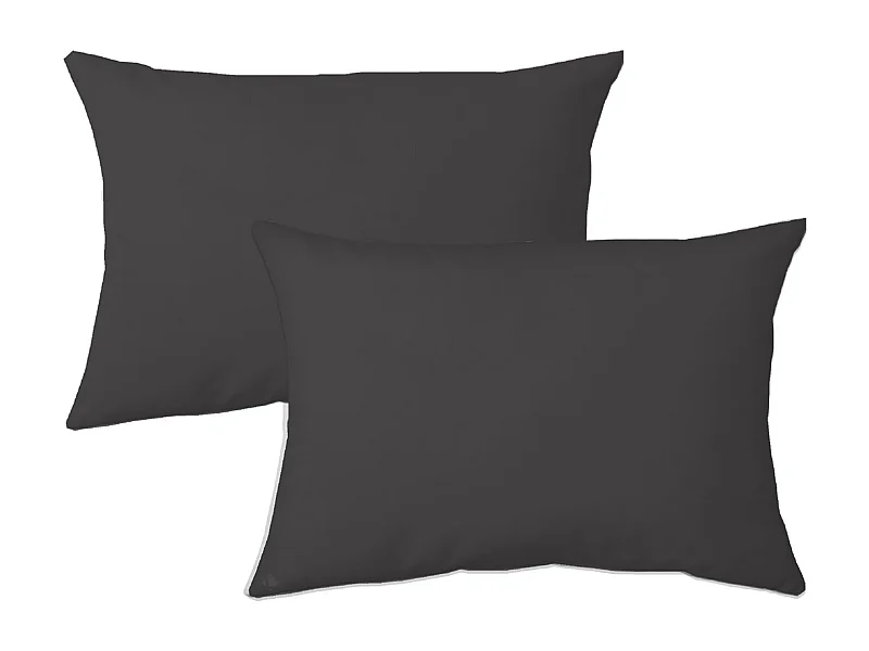 Lot de 2 taies d'oreiller 50x70 cm polyester microfibre LAGO noir magnet