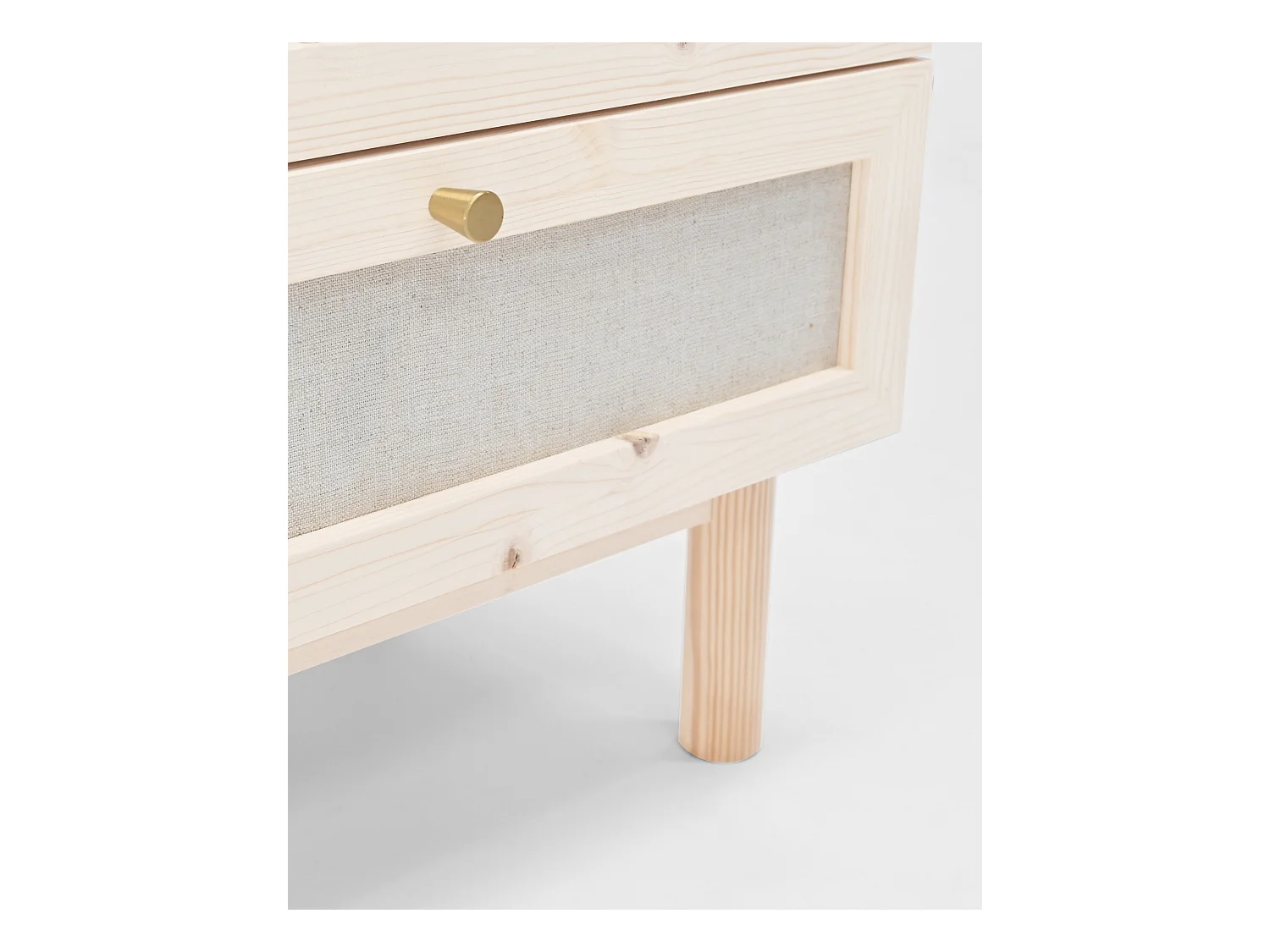 Commode en bois de sapin et lin à six tiroirs naturel, 76x120cm - LINEN - DECOWOOD