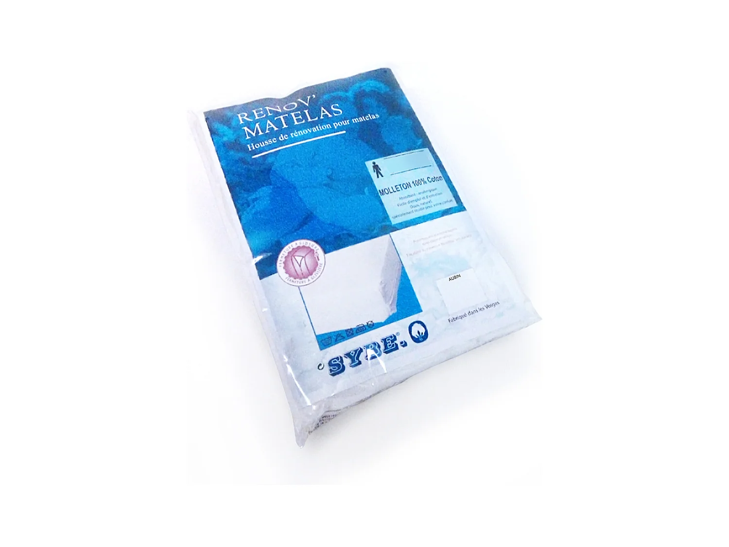 Housse de matelas 80x200 cm coton gratté 2 faces environ 220g/m² AUBIN