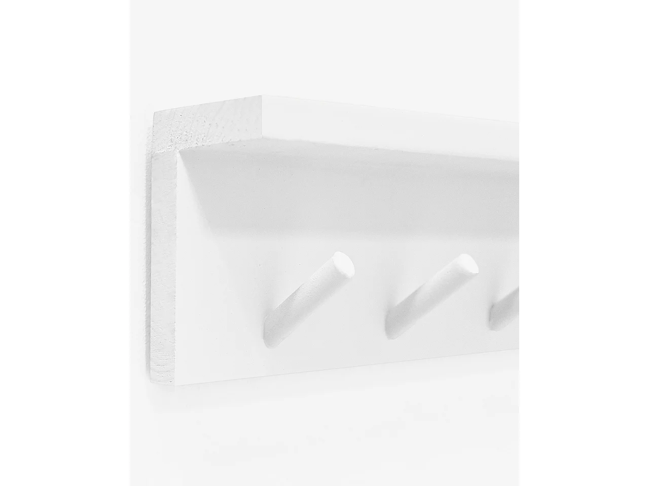 Appendiabiti da parete in legno massello in tono bianco 61x9,5cm - KATE - DECOWOOD