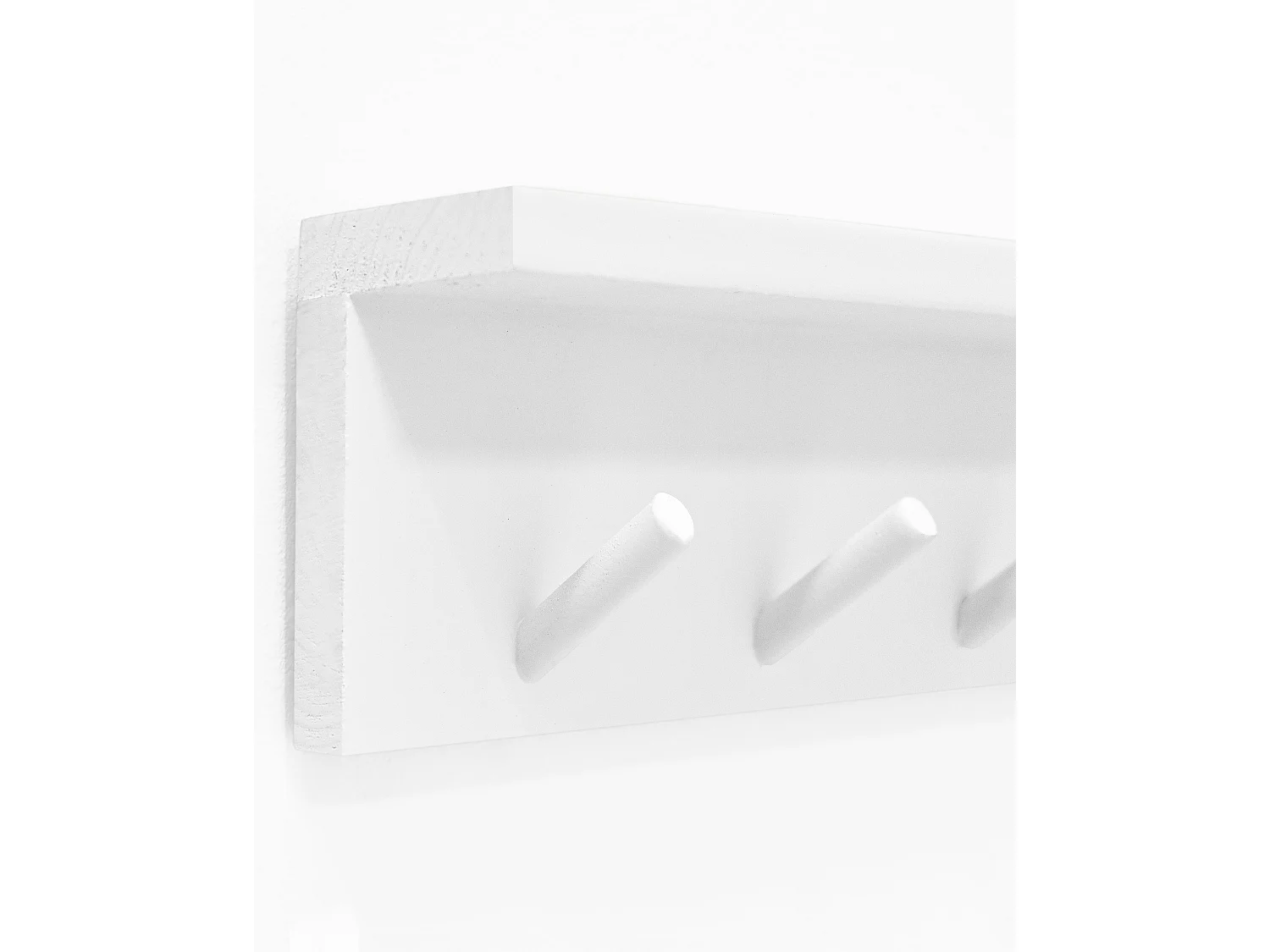 Appendiabiti da parete in legno massello in tono bianco 61x9,5cm - KATE - DECOWOOD