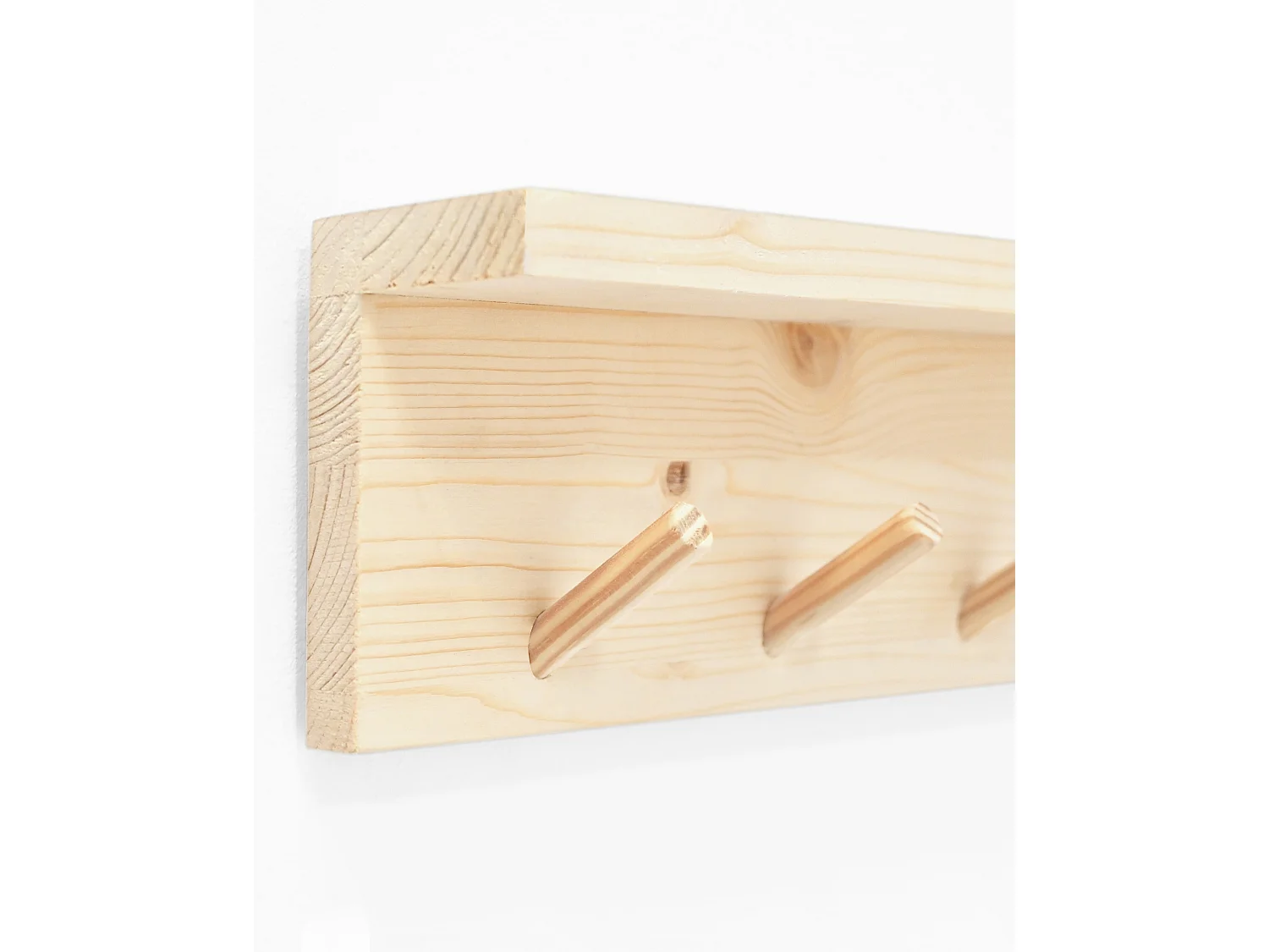 Appendiabiti da parete in legno massello in tono naturale 61x9,5cm - KATE - DECOWOOD