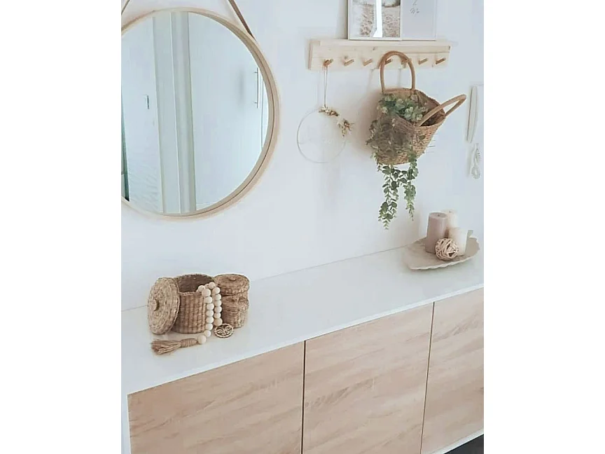 Appendiabiti da parete in legno massello in tono naturale 61x9,5cm - KATE - DECOWOOD