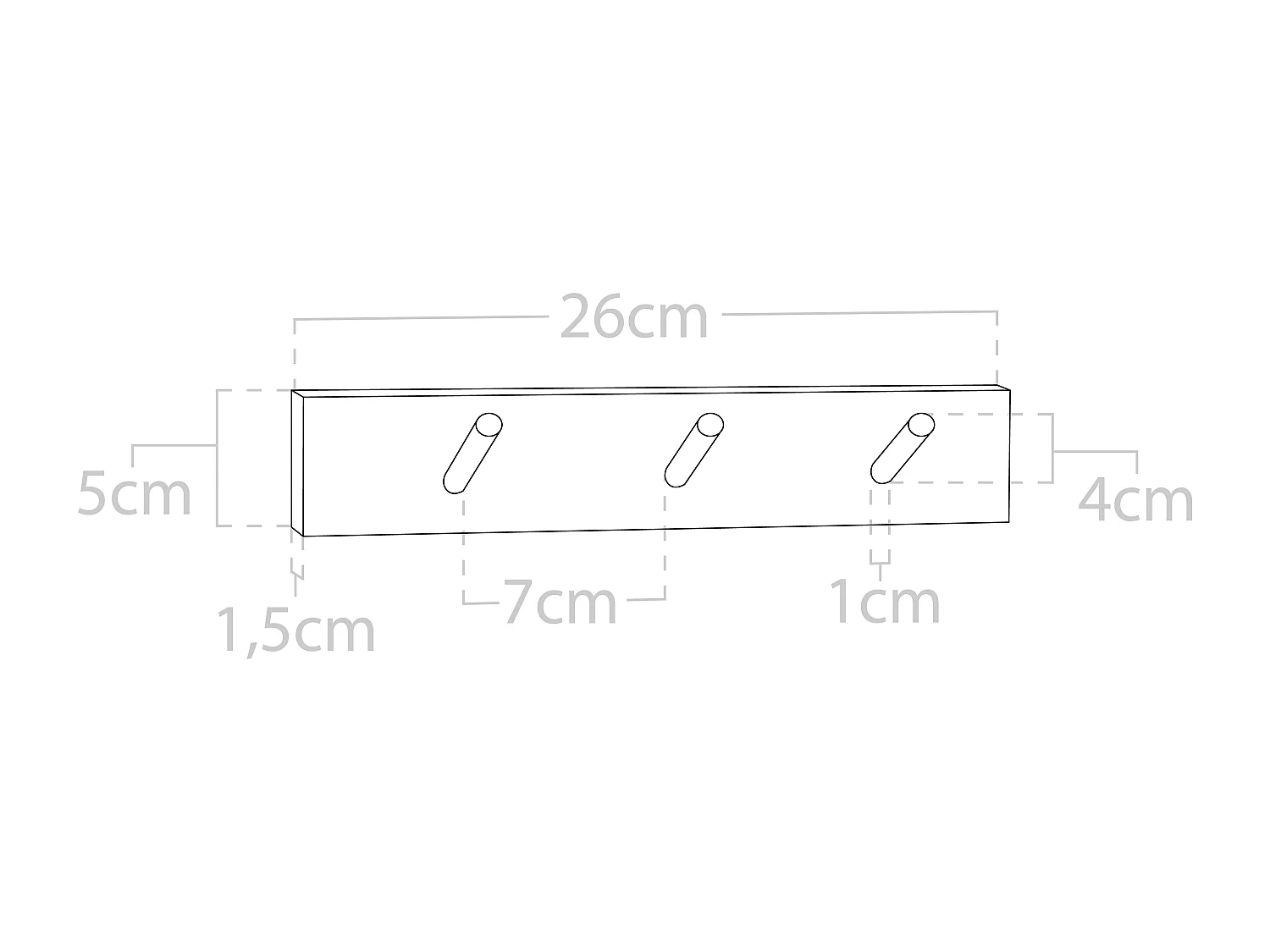 Porte-manteau mural en bois de sapin vieilli 26x5cm - KATE - DECOWOOD