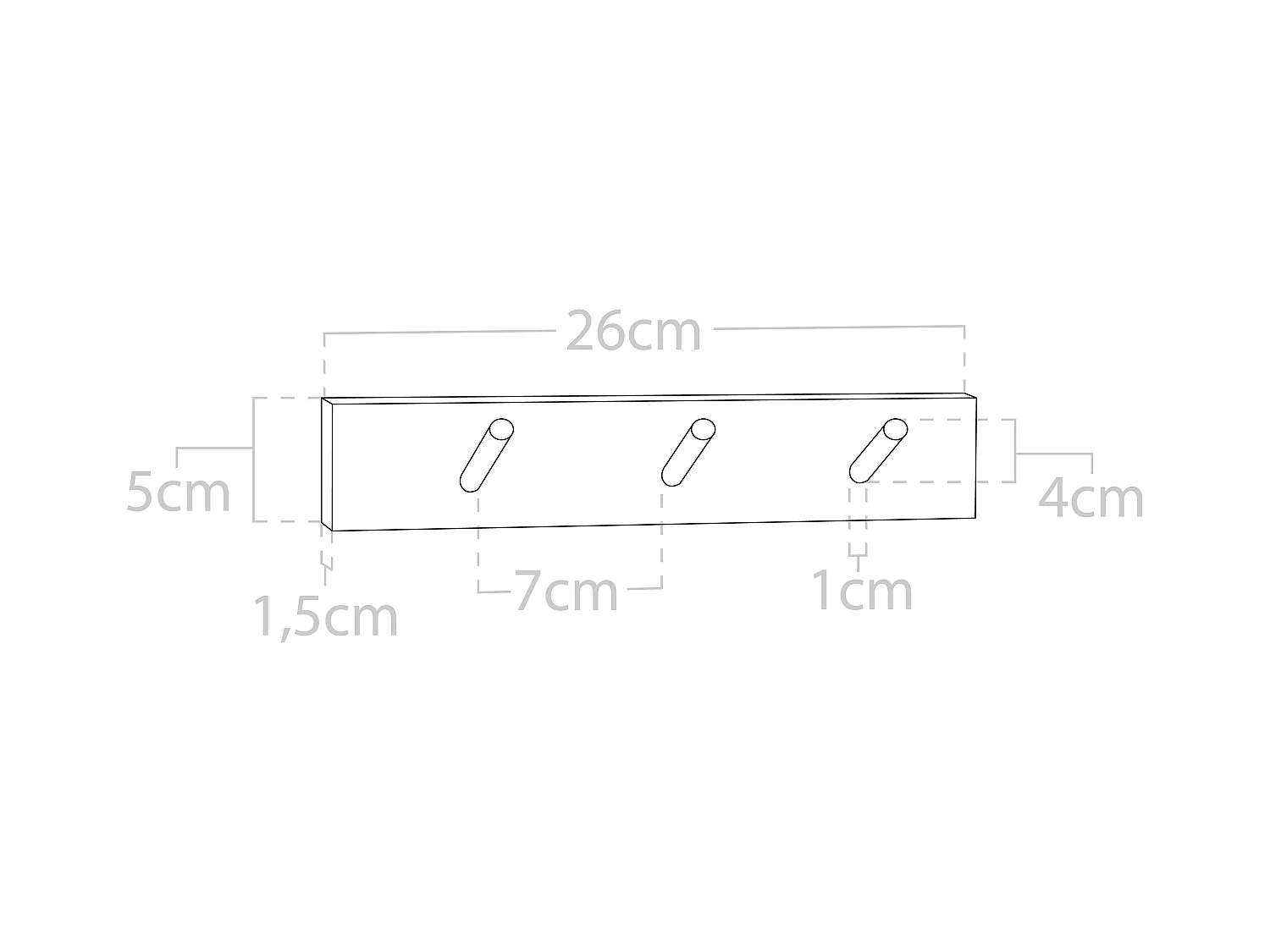 Colgador de pared de madera maciza en tono natural de 26x5cm - KATE - DECOWOOD