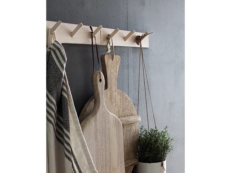 Appendiabiti da parete in legno massello in tono naturale 26x5cm - KATE - DECOWOOD