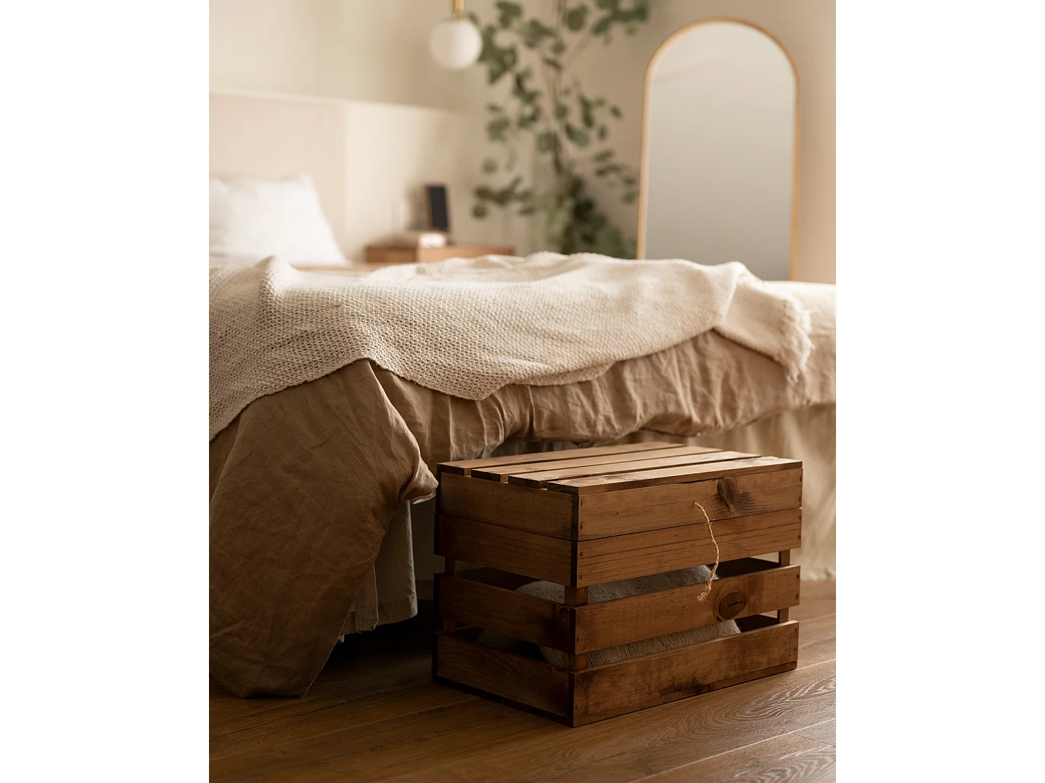 Baule in legno massello in tono marrone 39x33x30,5cm - BOX - DECOWOOD