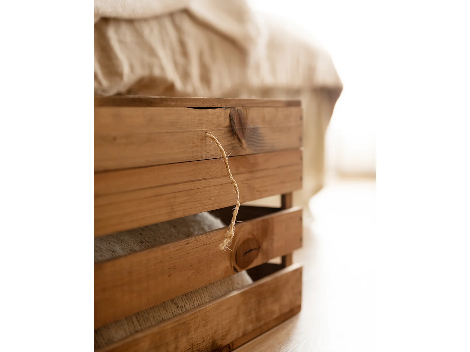 Baule in legno massello in tono marrone 39x33x30,5cm - BOX - DECOWOOD