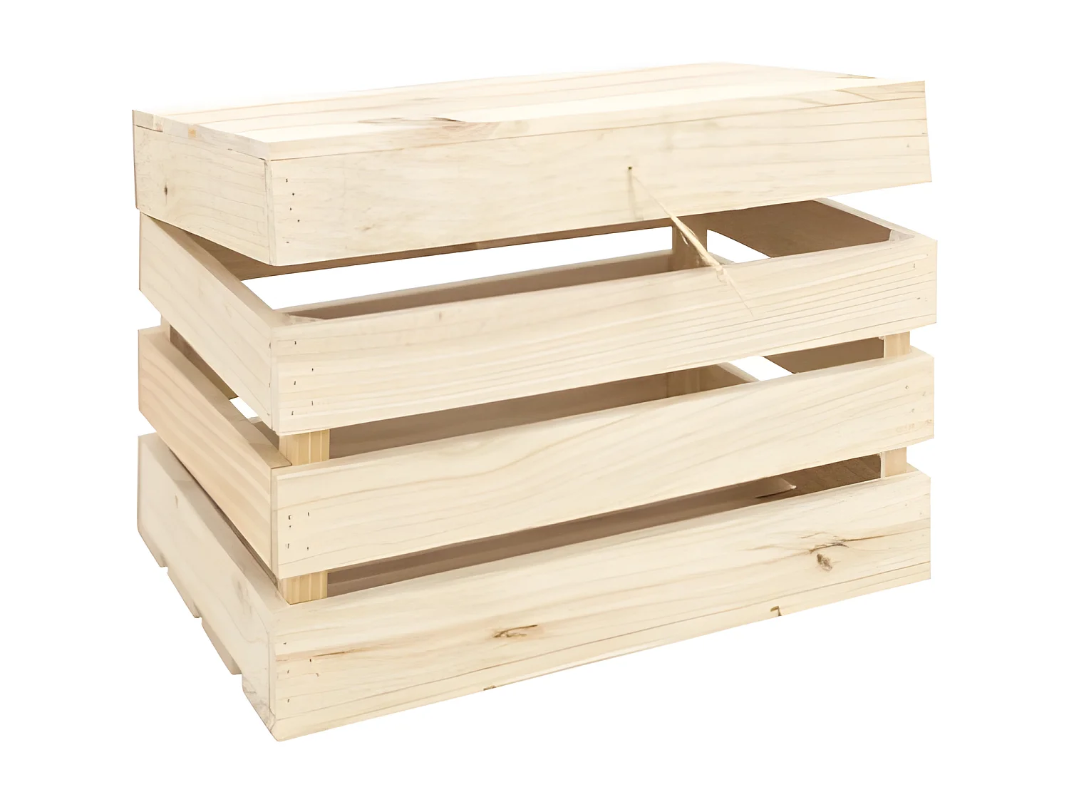 Baúl de madera maciza en tono natural de 39x33x30,5cm - BOX - DECOWOOD