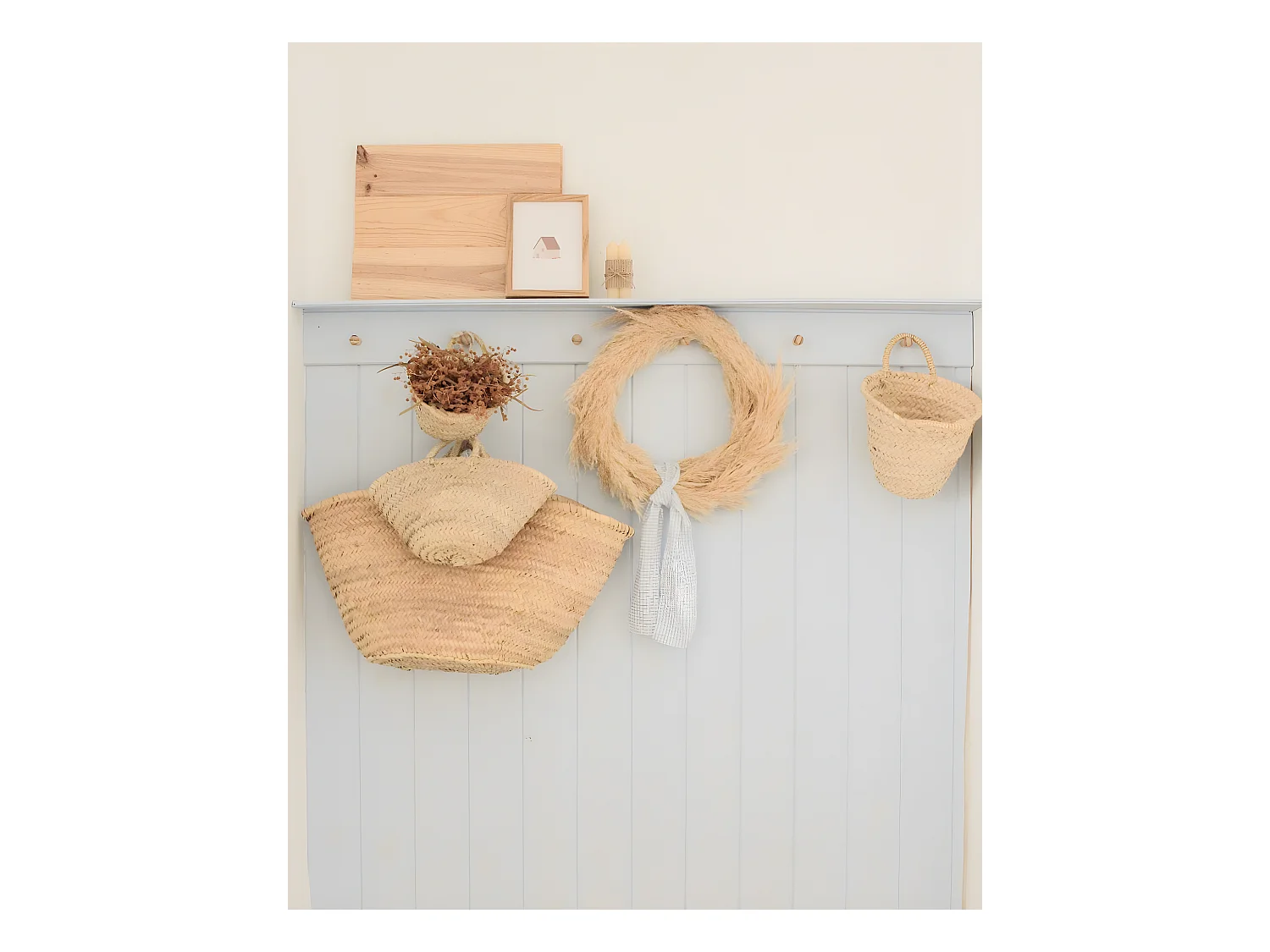 Capazo de esparto natural de 40x30x30cm - MENORCA - DECOWOOD