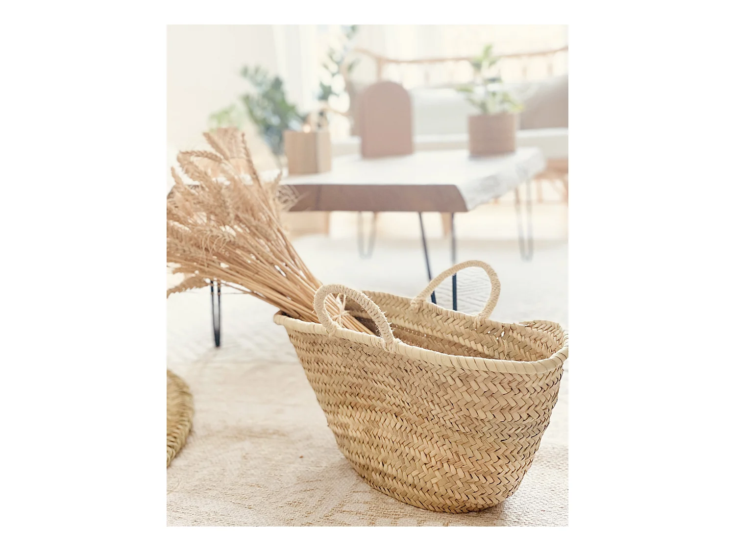 Capazo de esparto natural de 40x30x30cm - MENORCA - DECOWOOD