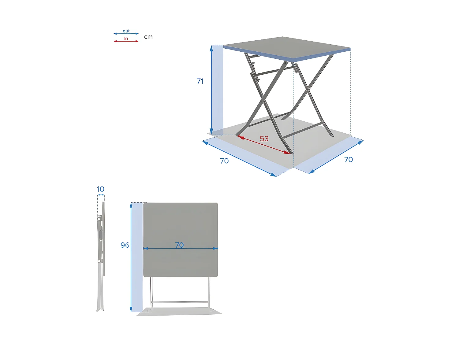 Table carrée pliante Greensboro 2p jaune moutarde Hespéride