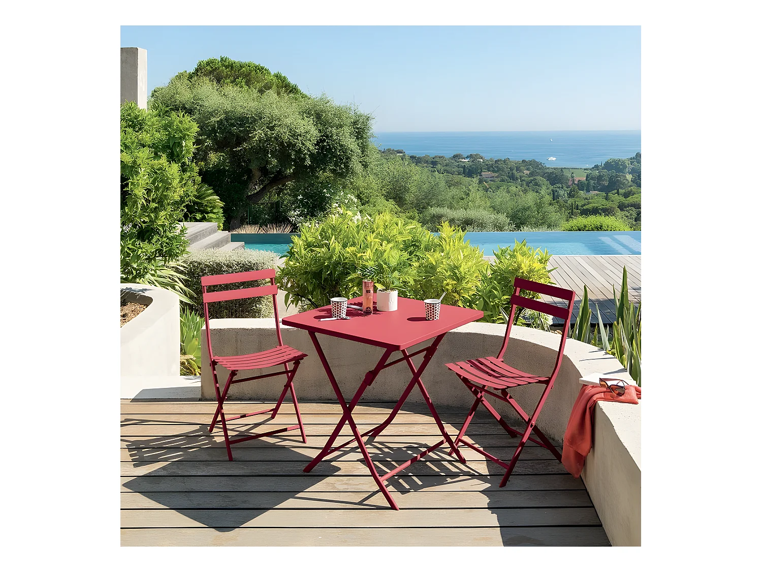 Table carrée pliante Greensboro 2p grenade Hespéride