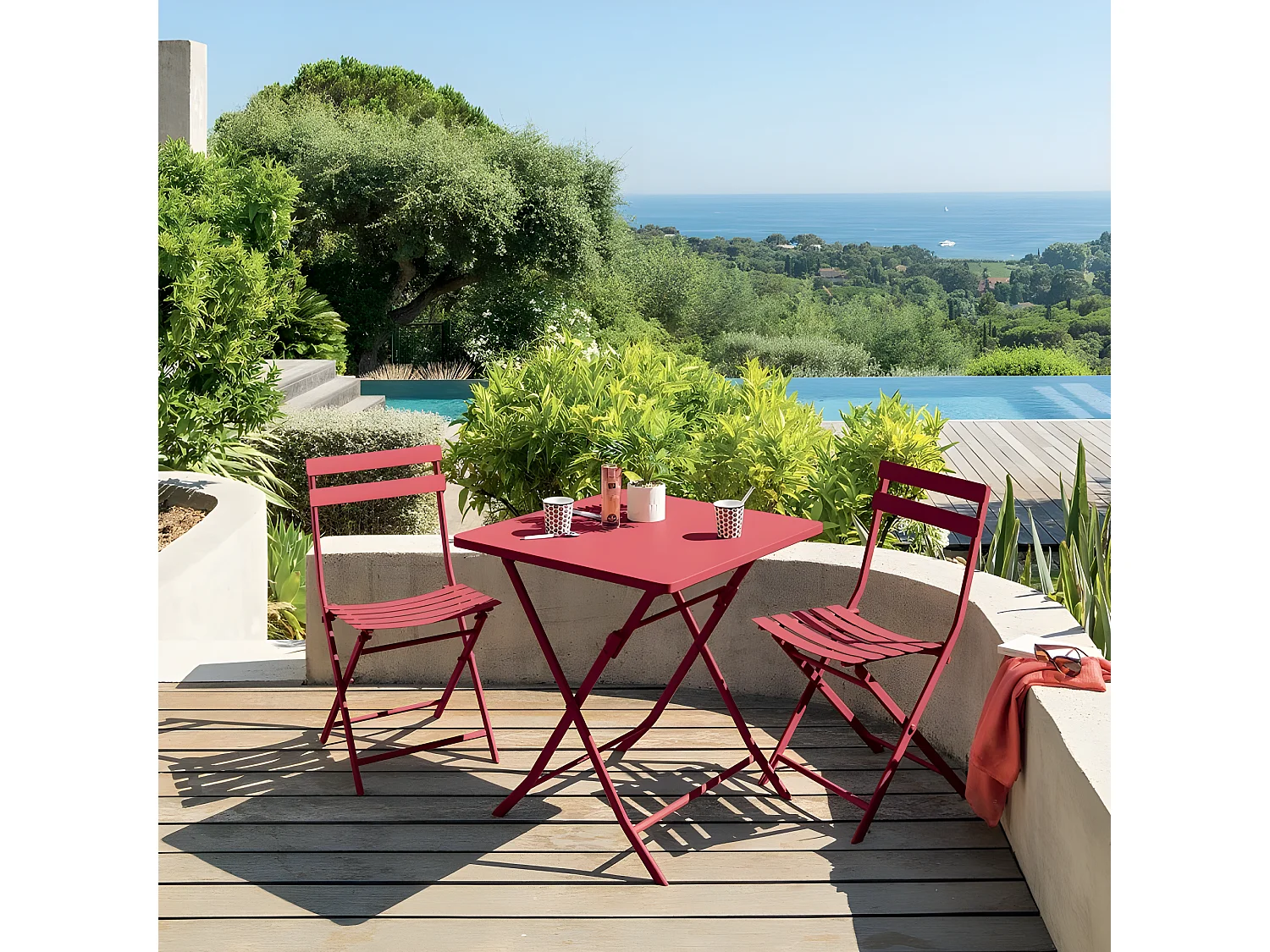Table carrée pliante Greensboro 2p grenade Hespéride