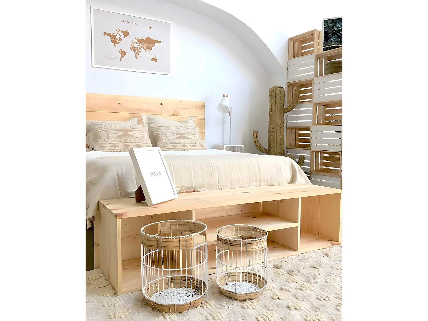 Meuble en bois de pin couleur naturel 160x40cm - HERA - DECOWOOD