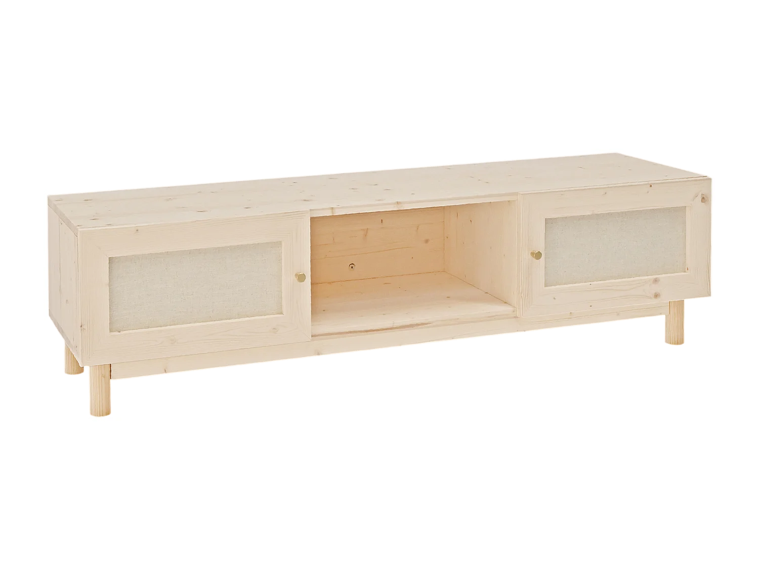 Meuble TV en bois de sapin naturel 150x40cm - LINEN - DECOWOOD