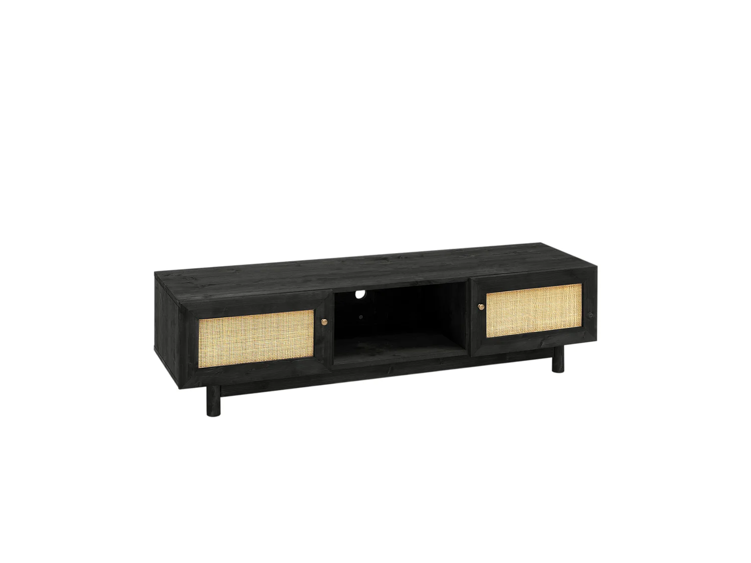 Mobile TV in legno massello a 2 ante in tono nero 150x40cm - FRIDA - DECOWOOD