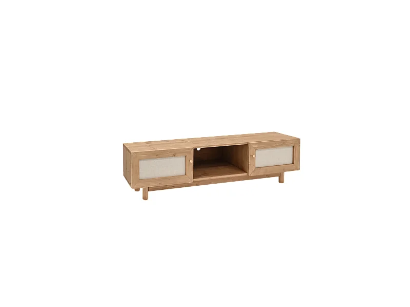 Meuble TV en bois de sapin vieilli 150x40cm - LINEN - DECOWOOD