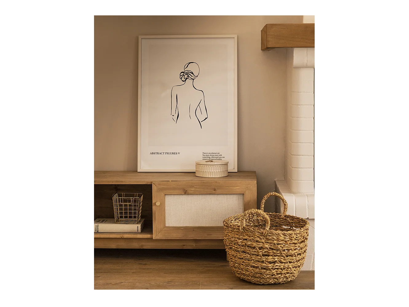 Meuble TV en bois de sapin vieilli 150x40cm - LINEN - DECOWOOD