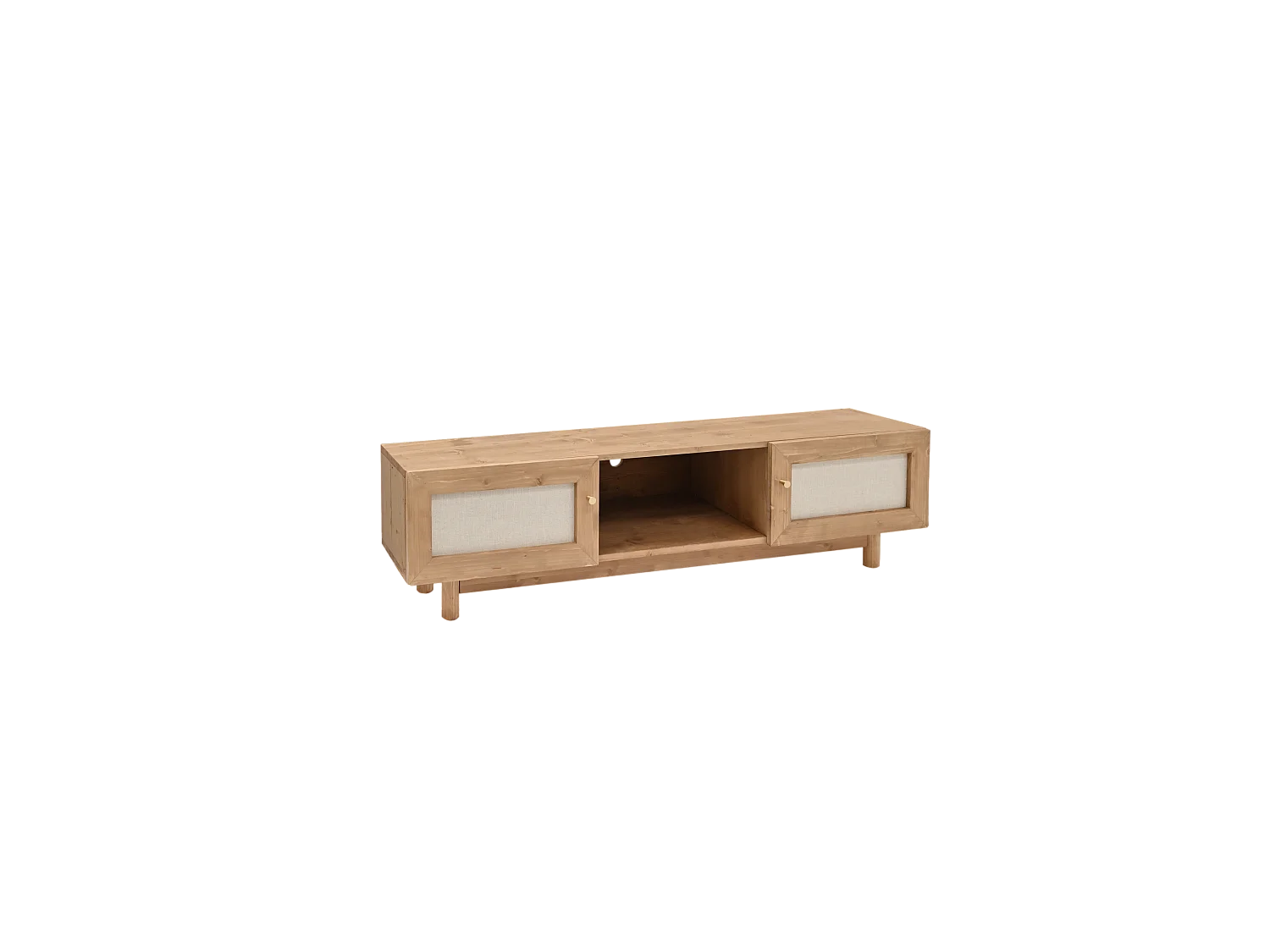 Meuble TV en bois de sapin vieilli 150x40cm - LINEN - DECOWOOD
