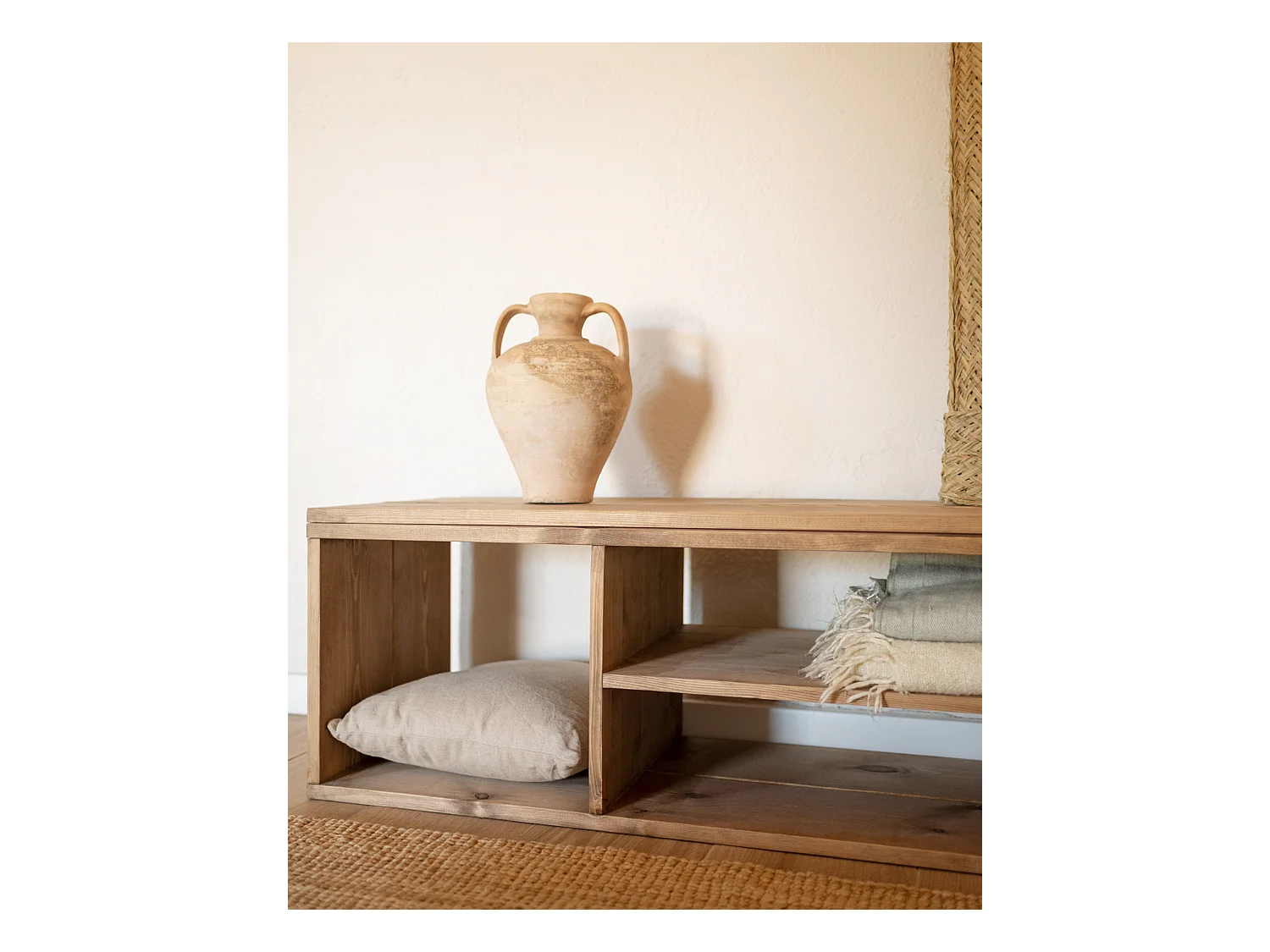 Meuble en bois de pin couleur vieilli 160x40cm - HERA - DECOWOOD