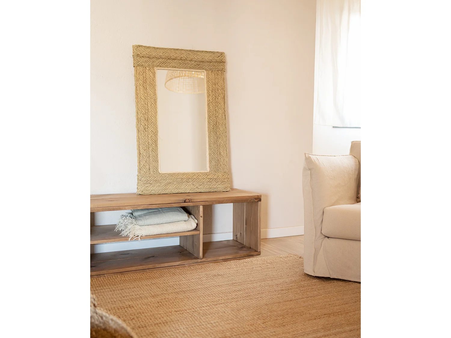 Meuble en bois de pin couleur vieilli 160x40cm - HERA - DECOWOOD