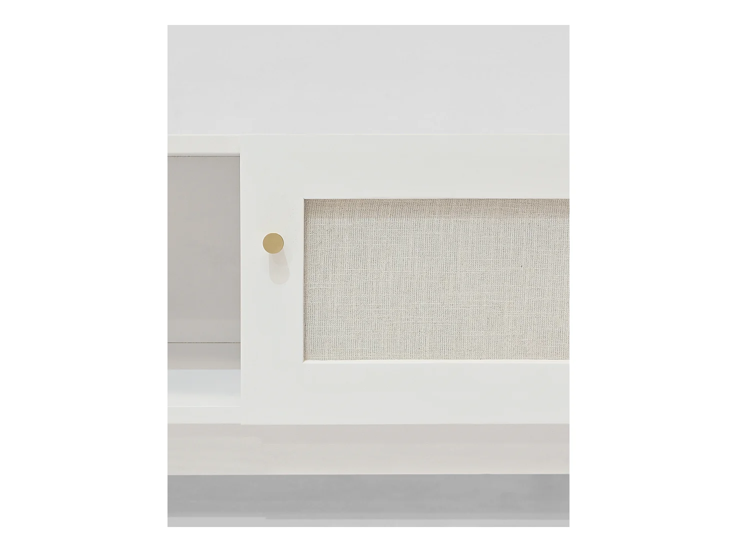 Meuble TV en bois de sapin blanc 150x40cm - LINEN - DECOWOOD