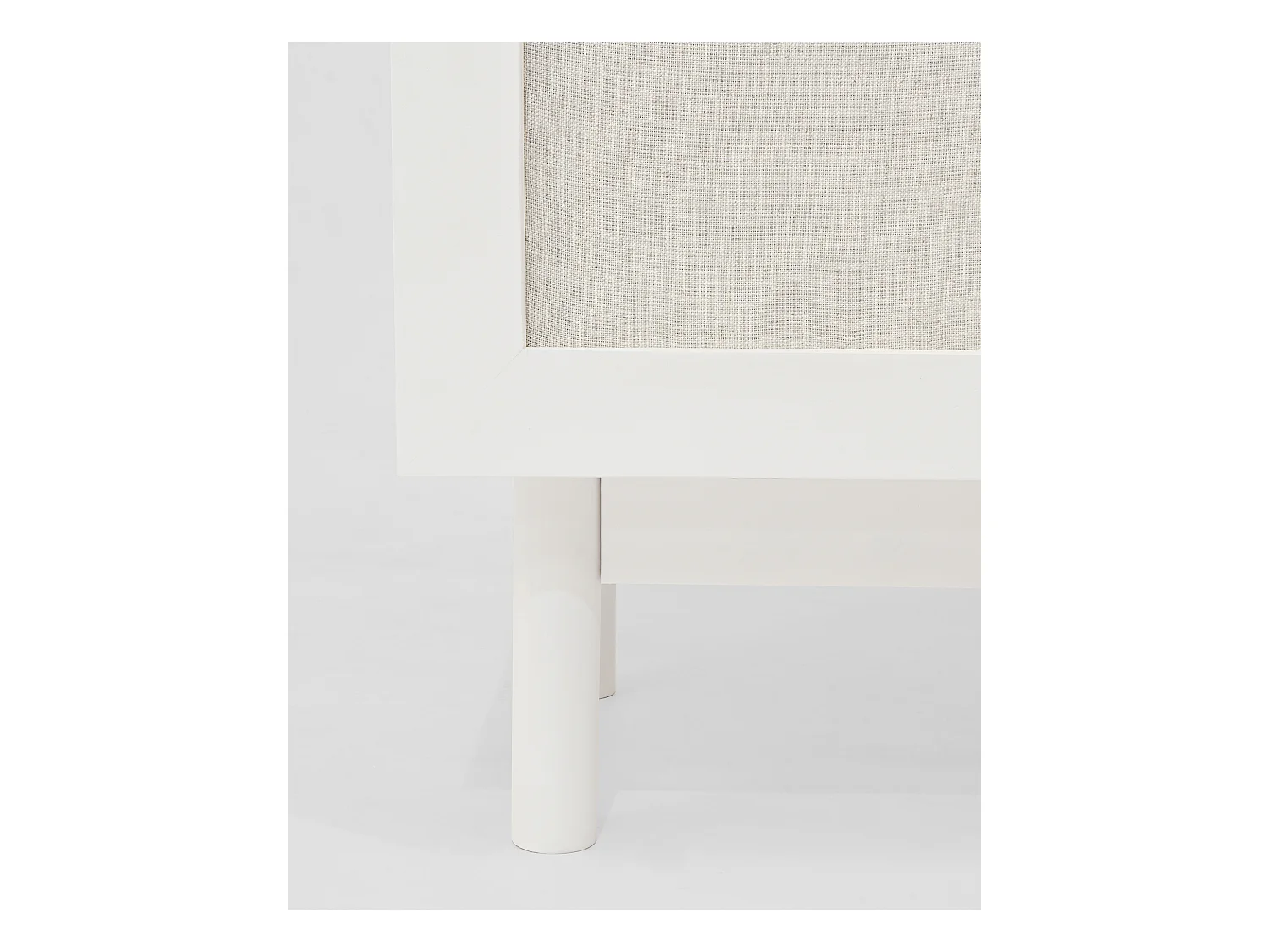 Meuble TV en bois de sapin blanc 150x40cm - LINEN - DECOWOOD