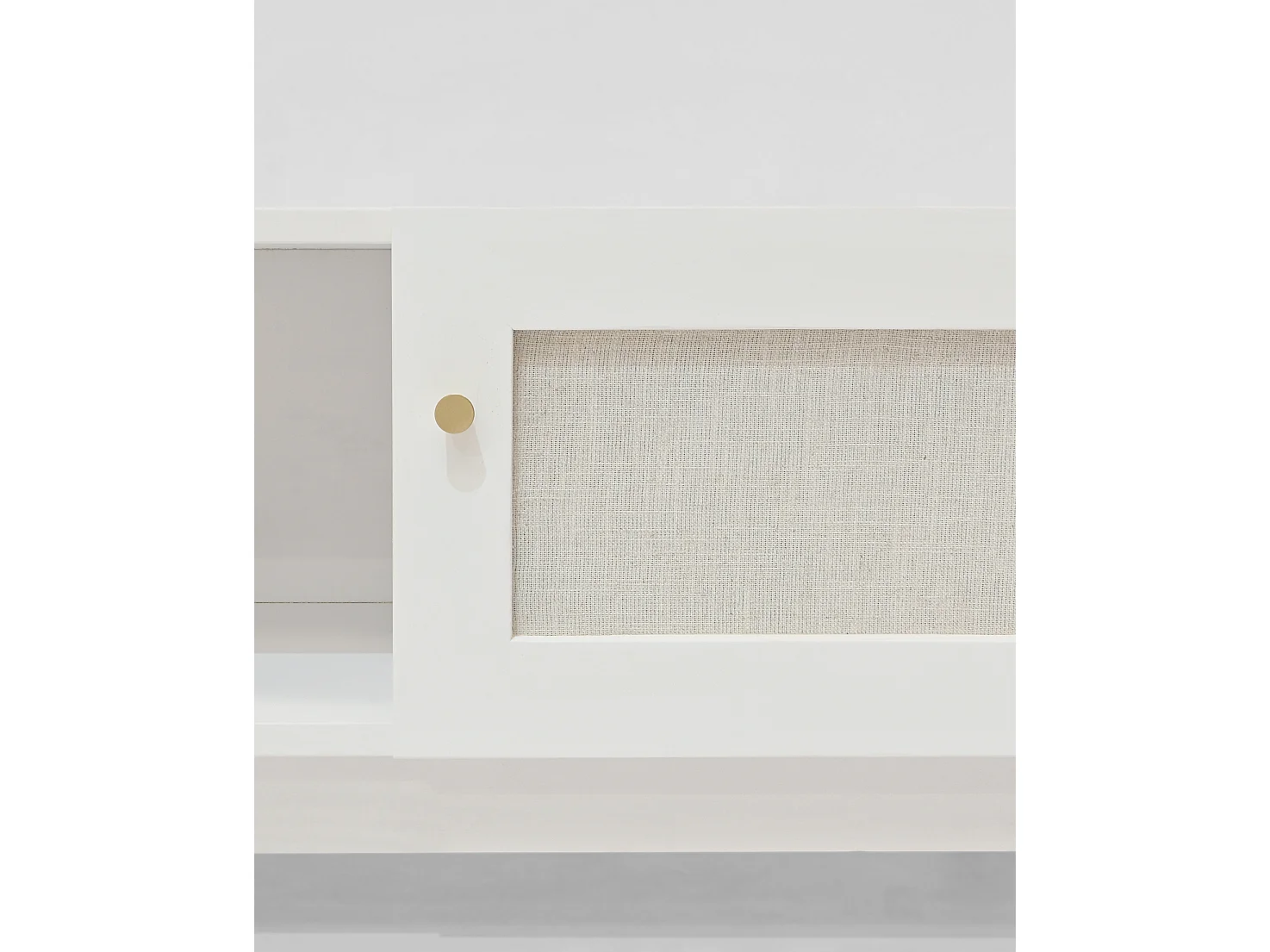Meuble TV en bois de sapin blanc 150x40cm - LINEN - DECOWOOD