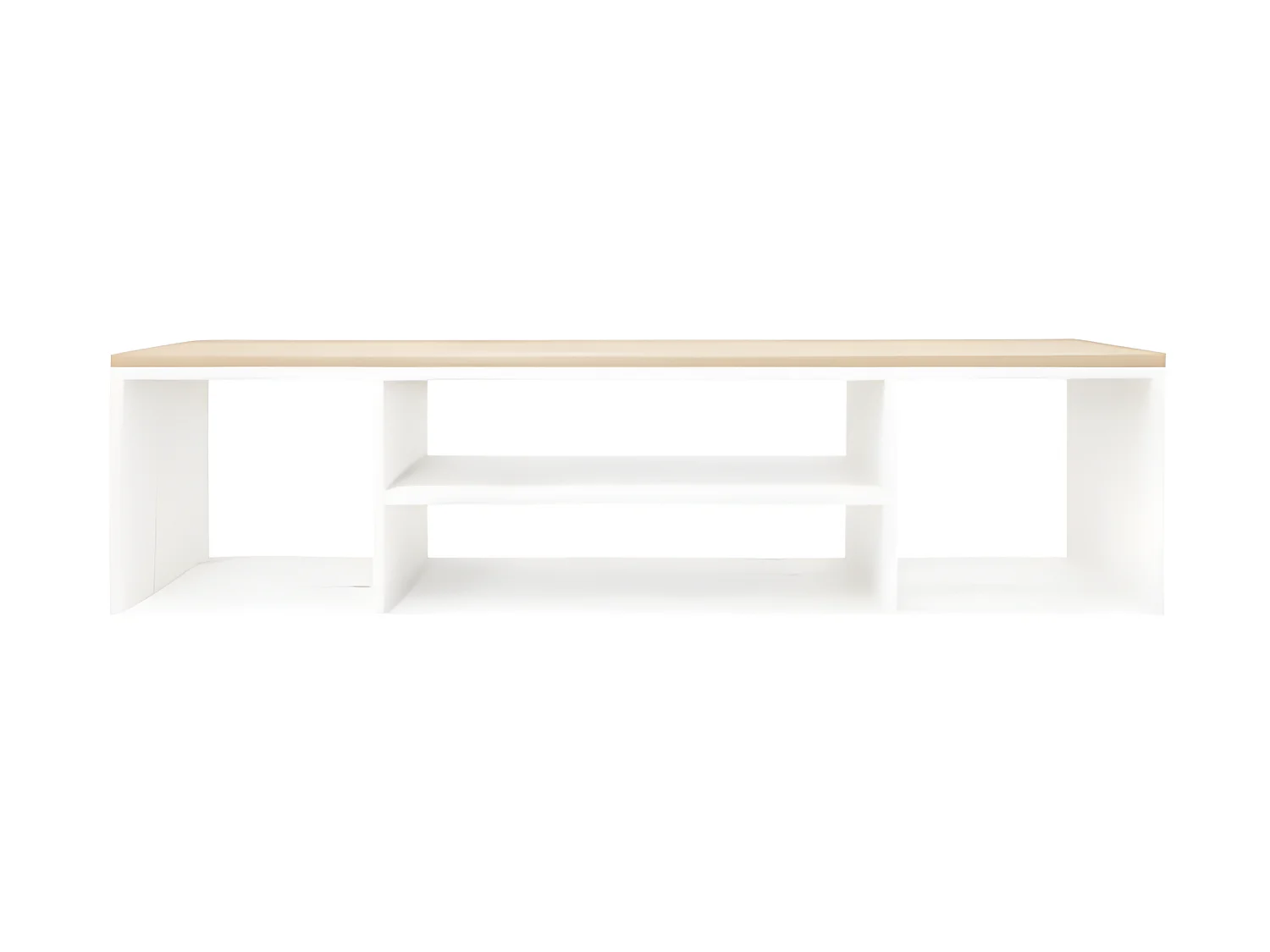 Meuble en bois de pin couleur blanc et naturel 160x40cm - HERA - DECOWOOD