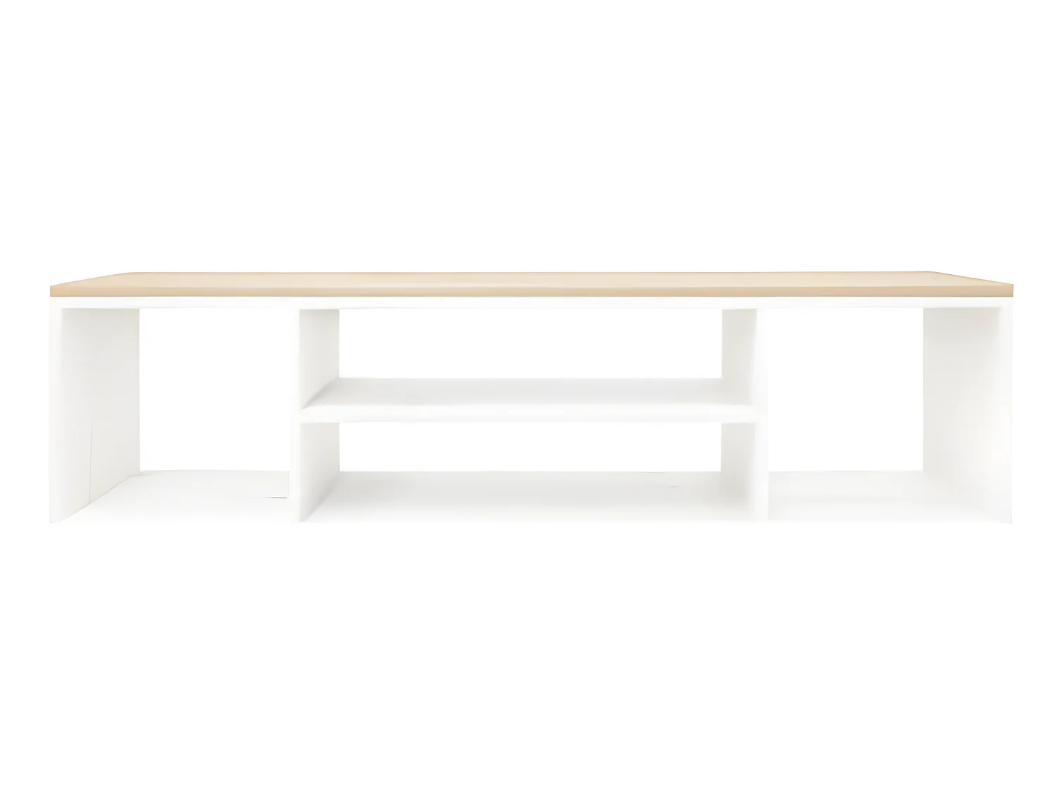 Meuble en bois de pin couleur blanc et naturel 160x40cm - HERA - DECOWOOD