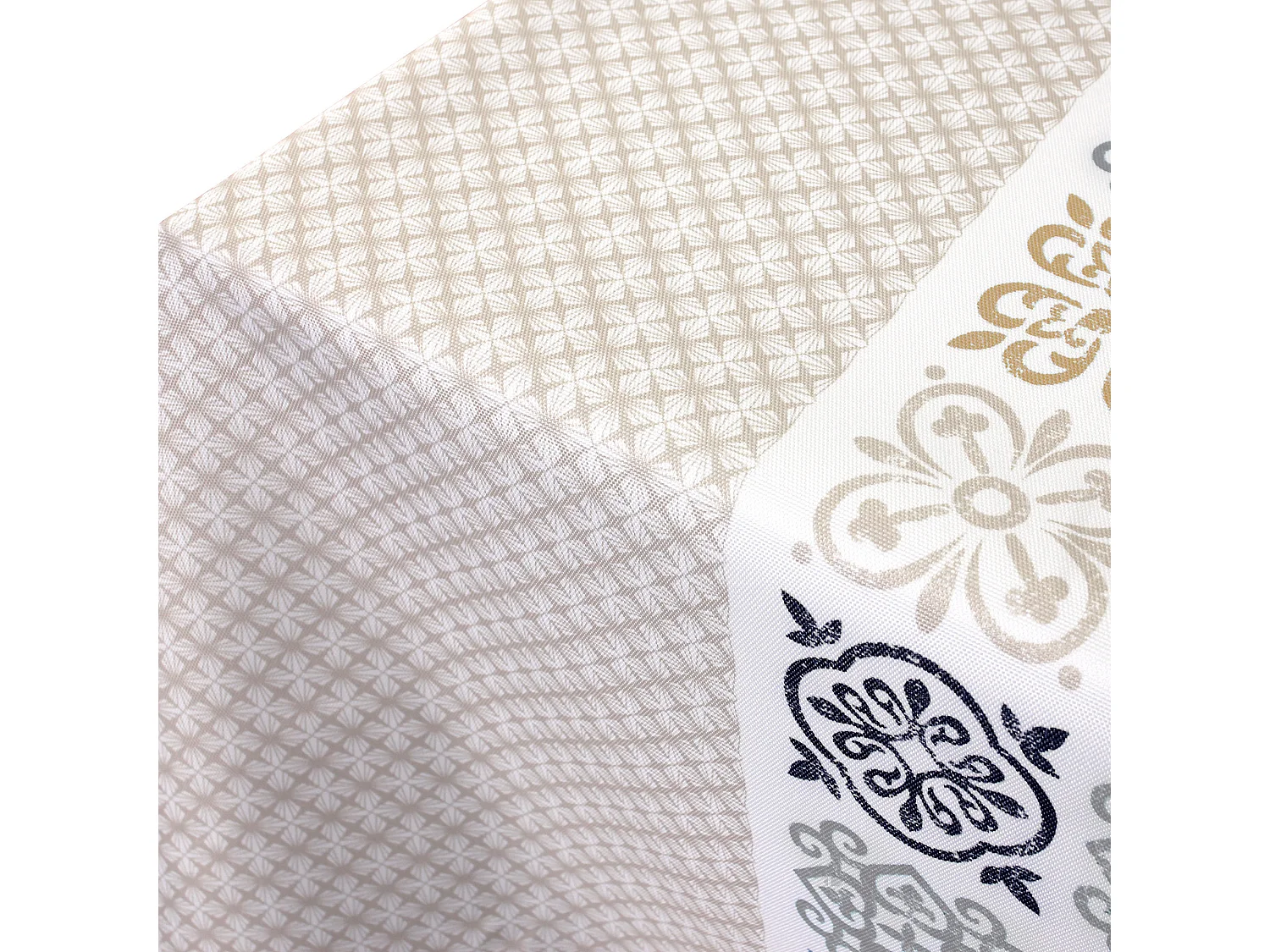 Nappe rectangle 150x200 cm imprimée 100% polyester CARO grège beige