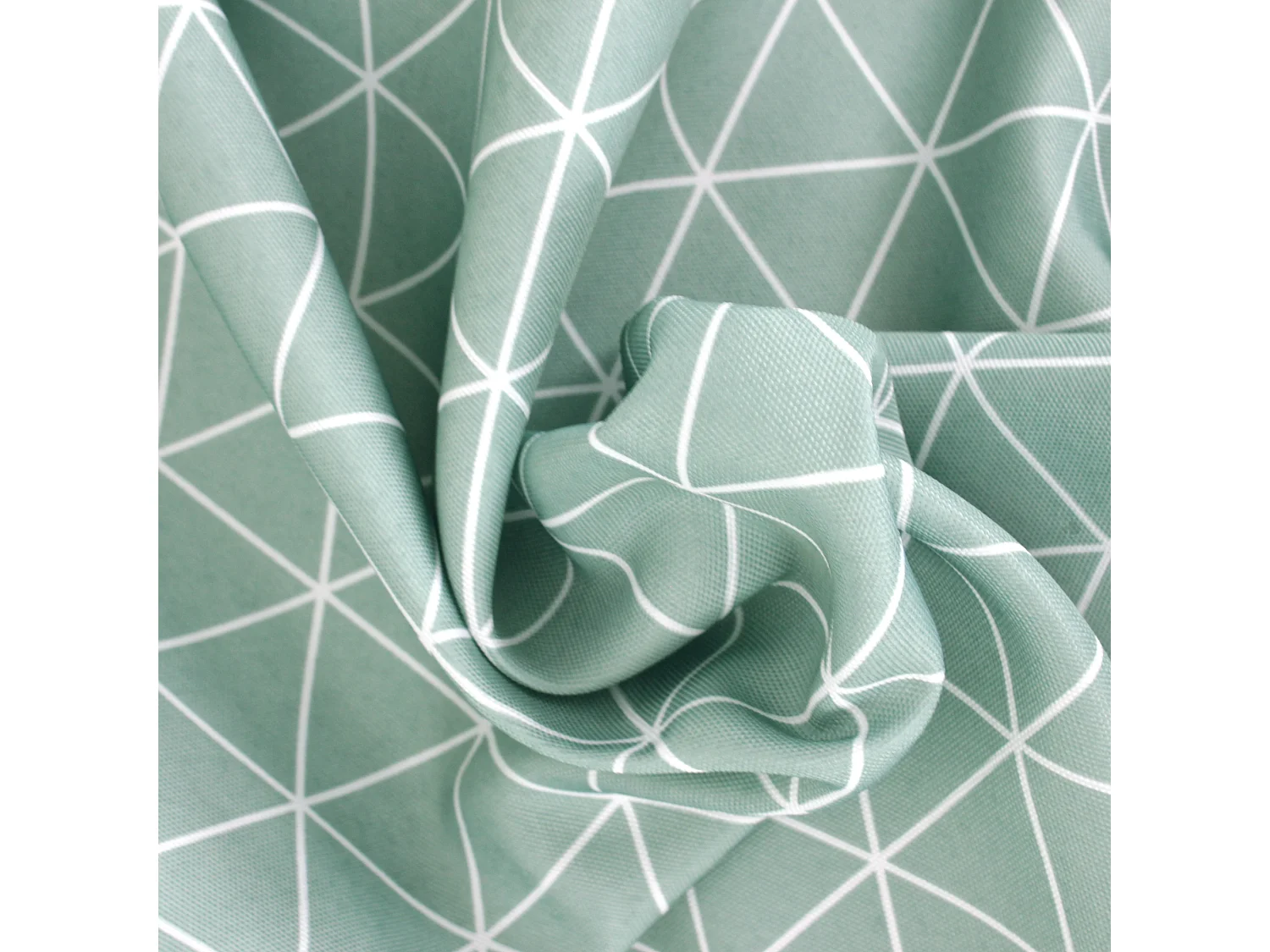 Nappe rectangle 150x350 cm imprimée 100% polyester PACO géométrique vert thym